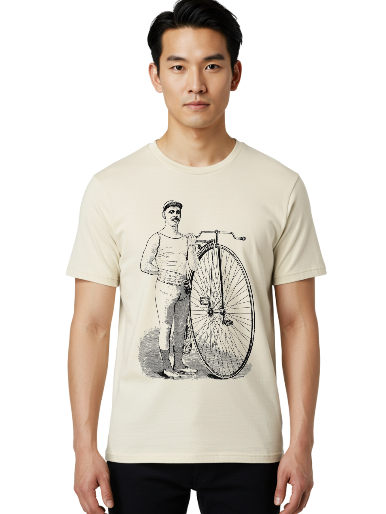 The Wheelman Men'S Graphic Tee, 100% Cotton, Comfortable Casual Summer Wear, Machine Washable, Vintage Bicycle, Penny Farthing Bike, Old-Fashioned Cycling, Historical Transport, Classic Bike Design, Retro Cycling Culture, Aae726 16