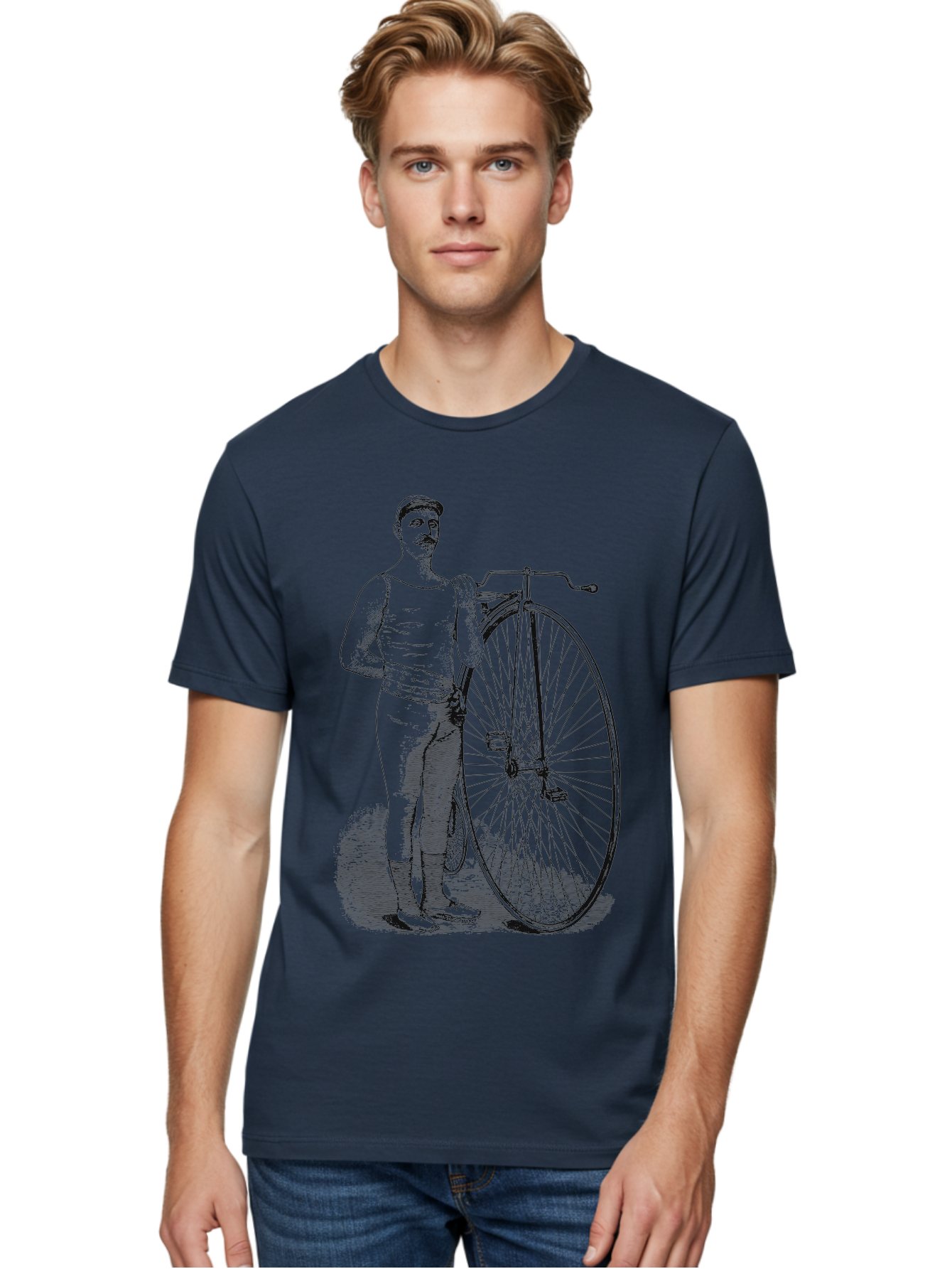 The Wheelman Men'S Graphic Tee, 100% Cotton, Comfortable Casual Summer Wear, Machine Washable, Vintage Bicycle, Penny Farthing Bike, Old-Fashioned Cycling, Historical Transport, Classic Bike Design, Retro Cycling Culture, Aae726 18