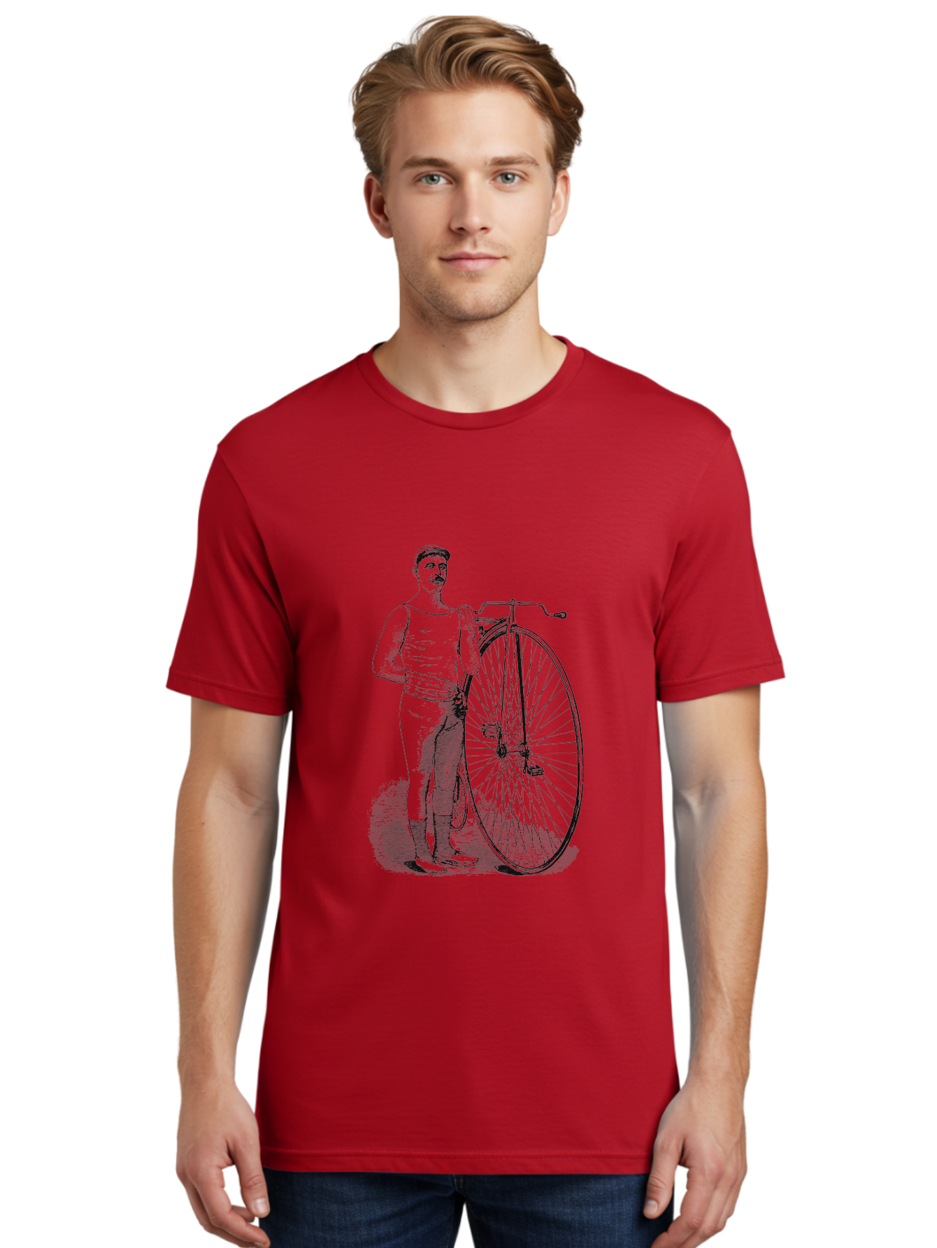 The Wheelman Men'S Graphic Tee, 100% Cotton, Comfortable Casual Summer Wear, Machine Washable, Vintage Bicycle, Penny Farthing Bike, Old-Fashioned Cycling, Historical Transport, Classic Bike Design, Retro Cycling Culture, Aae726 24