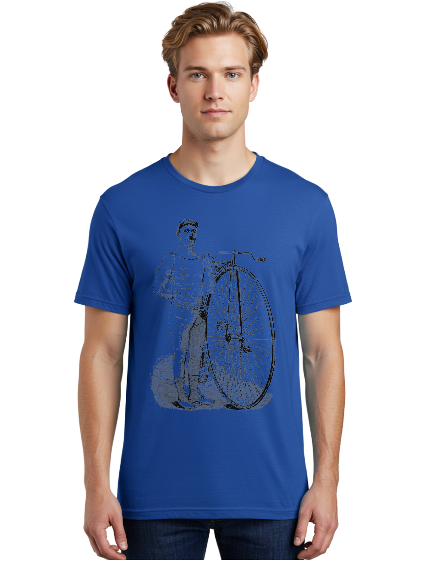 The Wheelman Men'S Graphic Tee, 100% Cotton, Comfortable Casual Summer Wear, Machine Washable, Vintage Bicycle, Penny Farthing Bike, Old-Fashioned Cycling, Historical Transport, Classic Bike Design, Retro Cycling Culture, Aae726 30