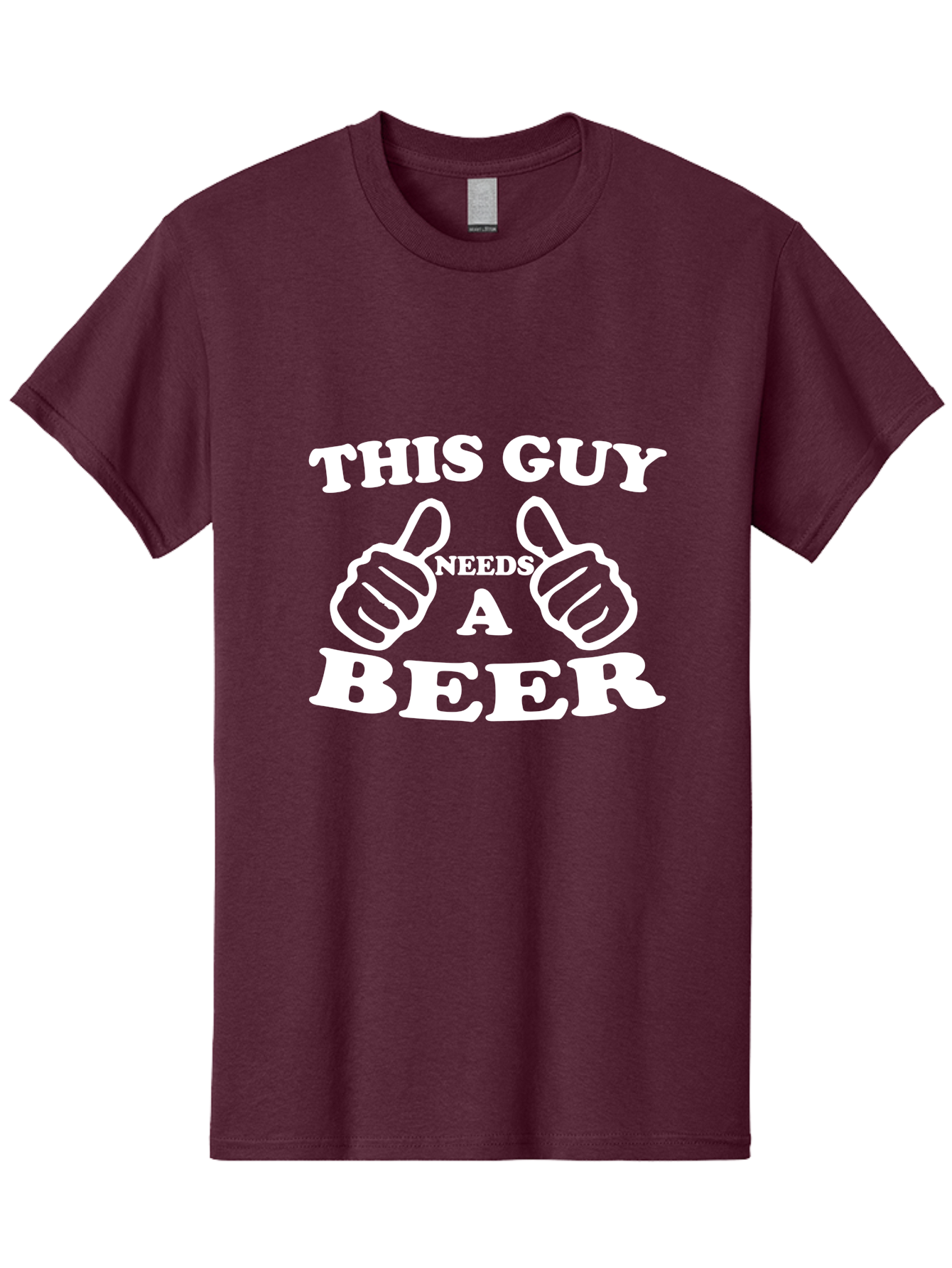 This Guy Need A Beer Men'S Graphic Tee, 100% Cotton, Comfortable Casual Summer Wear, Machine Washable, Humorous Quote, Beer Lover, Funny T-Shirt Design, Thumbs Up Gesture, Needs Beer, Funny Saying, Beer Enthusiast, Comical Graphic Aae730 17