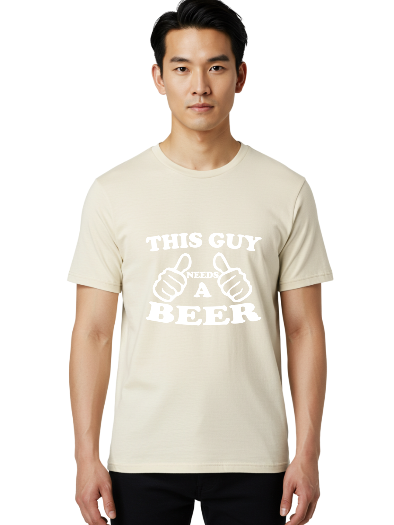This Guy Need A Beer Men'S Graphic Tee, 100% Cotton, Comfortable Casual Summer Wear, Machine Washable, Humorous Quote, Beer Lover, Funny T-Shirt Design, Thumbs Up Gesture, Needs Beer, Funny Saying, Beer Enthusiast, Comical Graphic Aae730 10