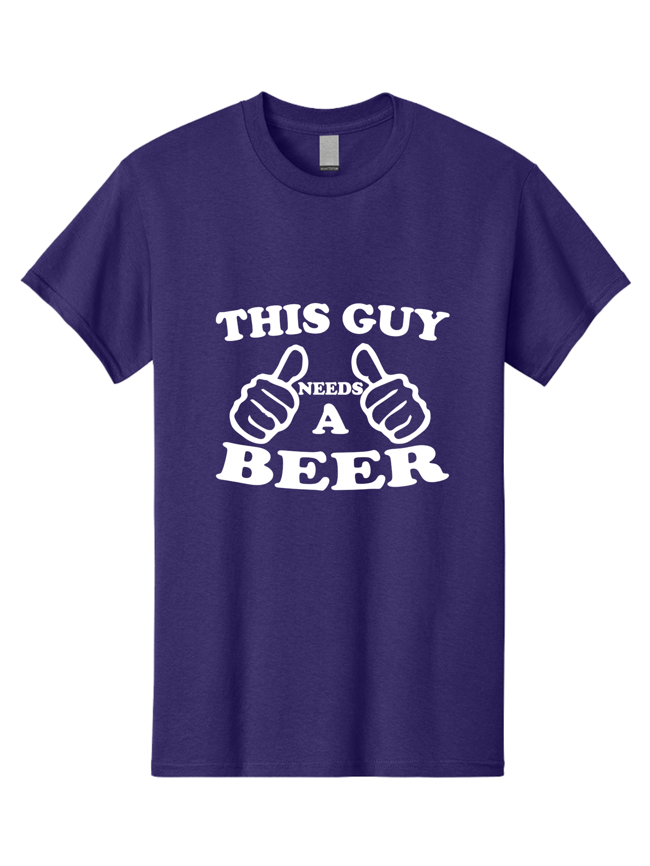 This Guy Need A Beer Men'S Graphic Tee, 100% Cotton, Comfortable Casual Summer Wear, Machine Washable, Humorous Quote, Beer Lover, Funny T-Shirt Design, Thumbs Up Gesture, Needs Beer, Funny Saying, Beer Enthusiast, Comical Graphic Aae730 23