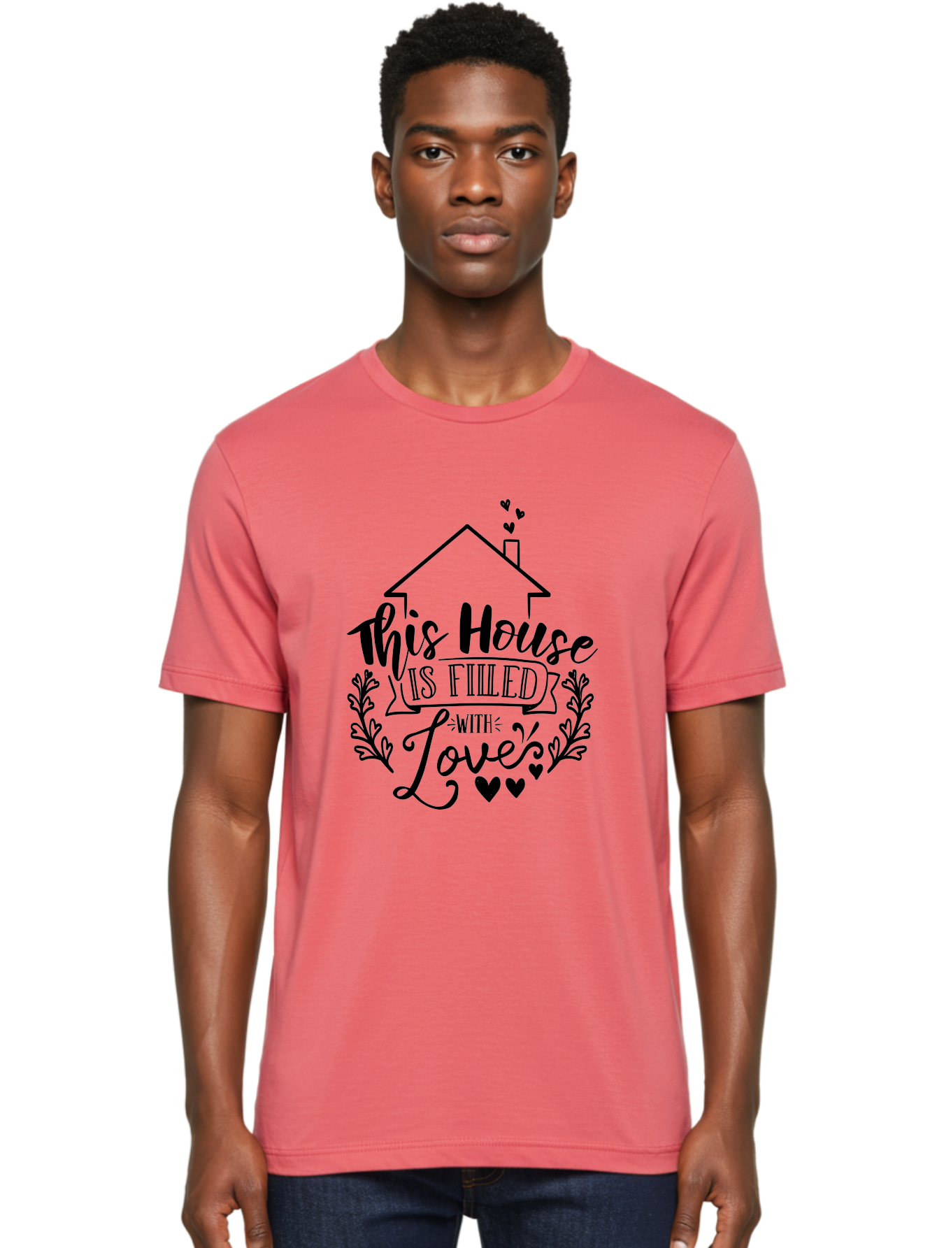 This House Is Filled With Love Men'S Graphic Tee, 100% Cotton, Comfortable Casual Summer Wear, Machine Washable, Home Sweet Home, House Filled With Love, Family Values, Heartwarming Quotes, Home Decor Inspiration, Love Quotes For Home, Aae732 8