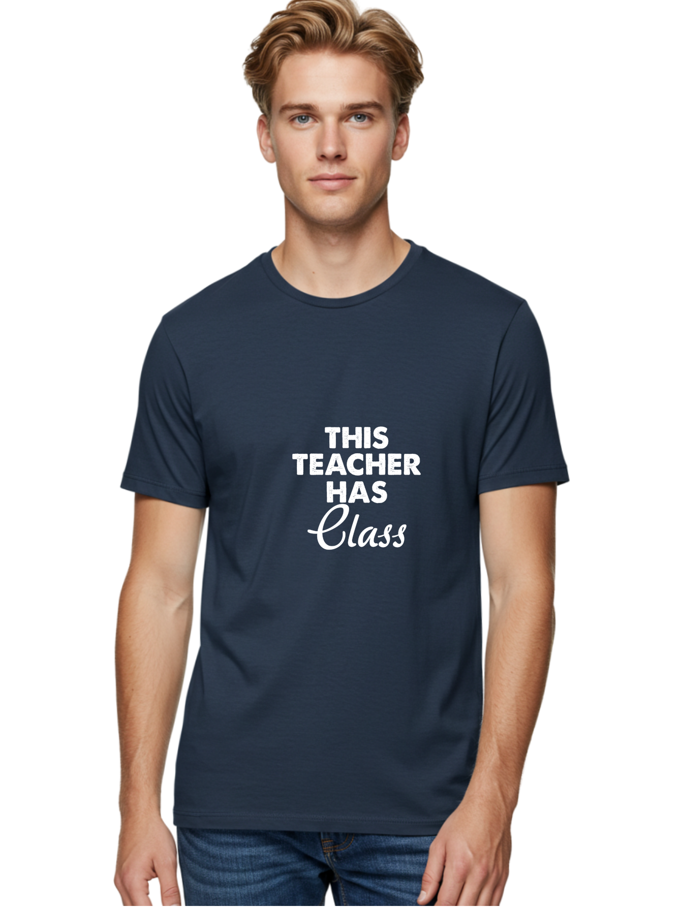 This Teacher Has Class Men'S Graphic Tee, 100% Cotton, Comfortable Casual Summer Wear, Machine Washable, Teacher Appreciation, Educational Humor, Classroom Inspiration, Teacher Pride, Funny Teacher Quotes, Classroom Decor, Teacher Gifts Aae734 12