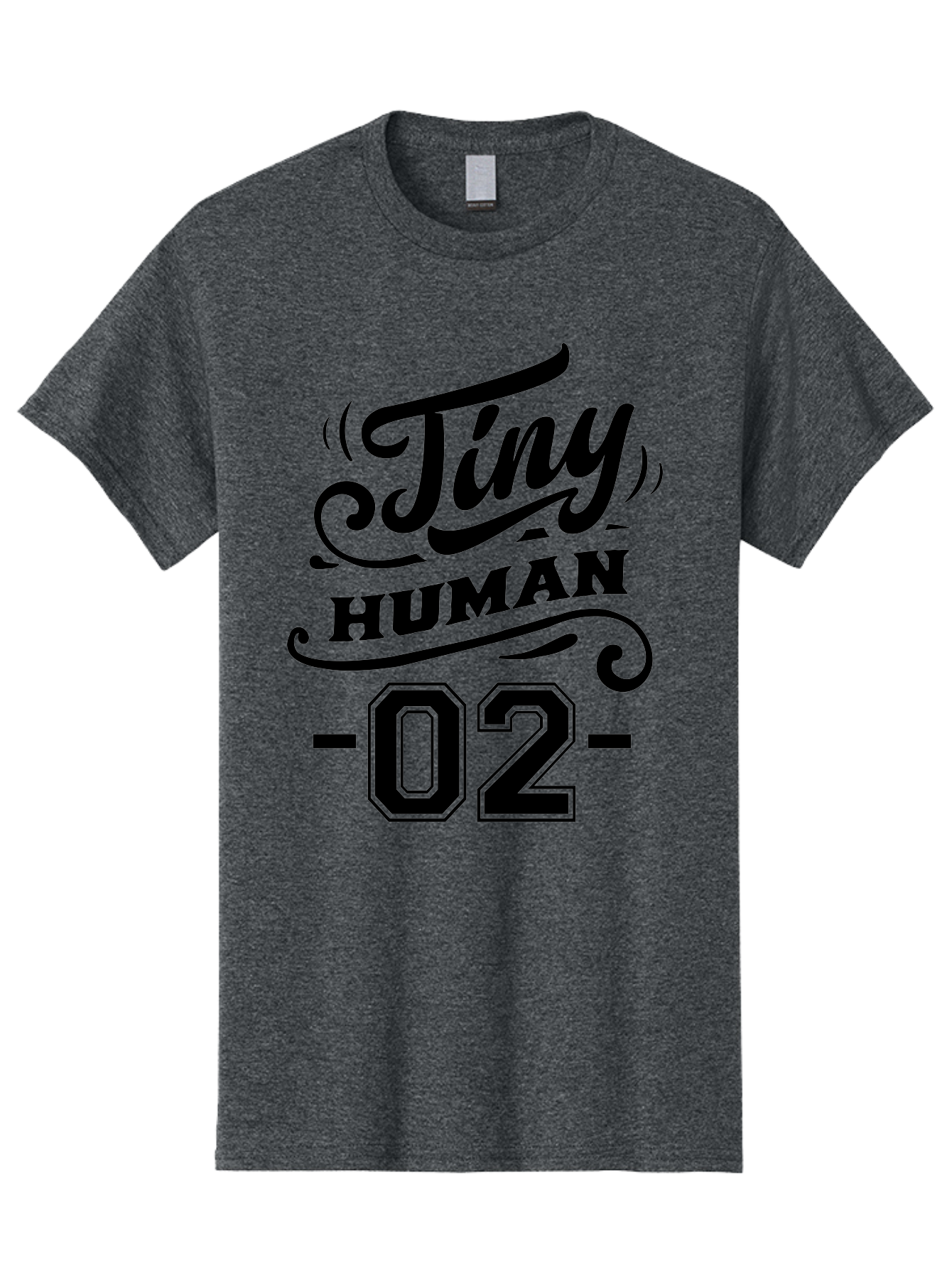 Tiny Human 02 Men'S Graphic Tee, 100% Cotton, Comfortable Casual Summer Wear, Machine Washable, Tiny Human, Typography, Black Text, Elegant Design, Custom Graphics, Athletic Wear, Sports Apparel, Bold Font, Number 02, Vintage Style, Aae743 25