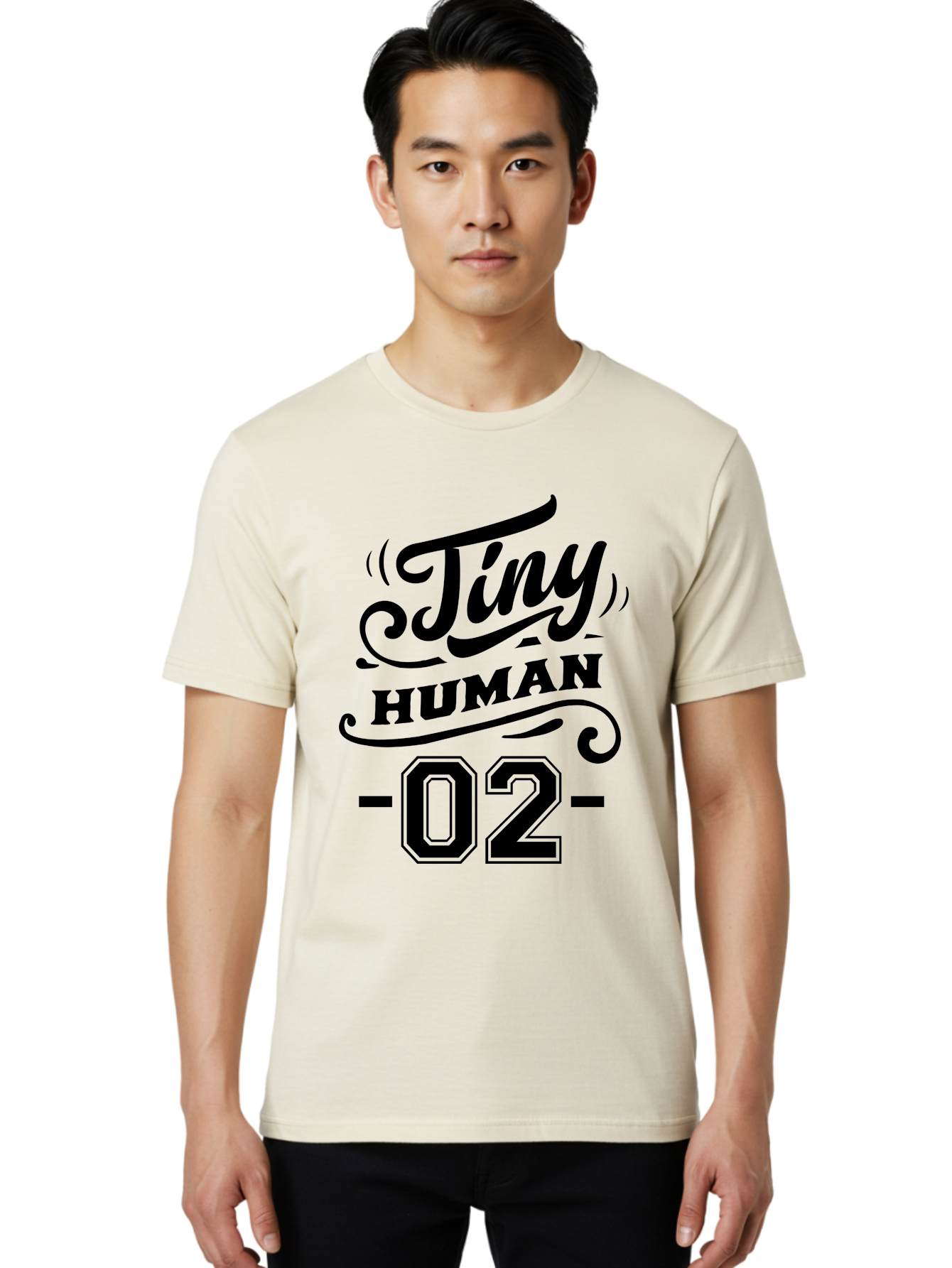 Tiny Human 02 Men'S Graphic Tee, 100% Cotton, Comfortable Casual Summer Wear, Machine Washable, Tiny Human, Typography, Black Text, Elegant Design, Custom Graphics, Athletic Wear, Sports Apparel, Bold Font, Number 02, Vintage Style, Aae743 8