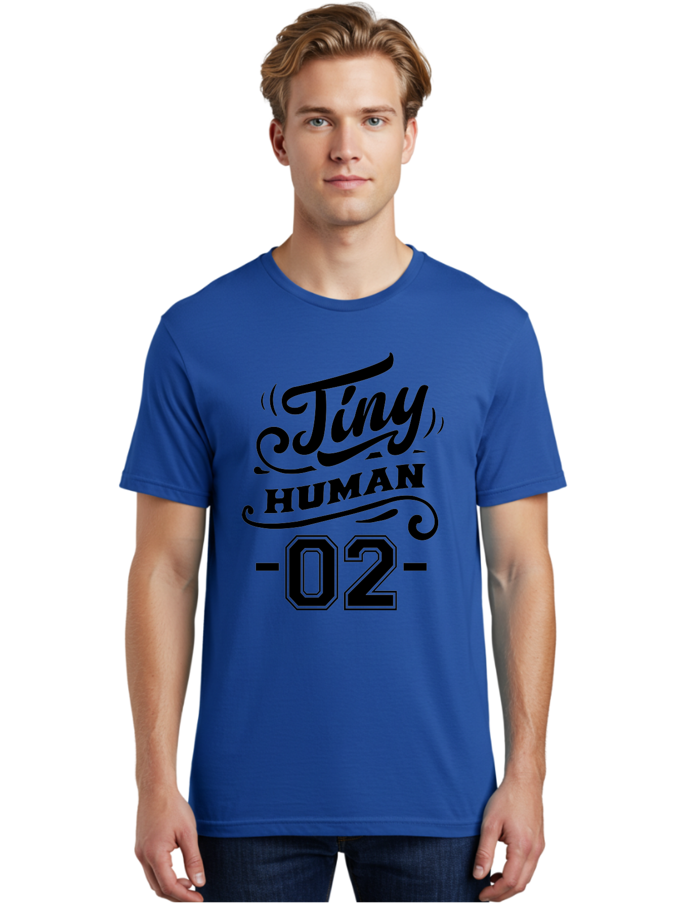 Tiny Human 02 Men'S Graphic Tee, 100% Cotton, Comfortable Casual Summer Wear, Machine Washable, Tiny Human, Typography, Black Text, Elegant Design, Custom Graphics, Athletic Wear, Sports Apparel, Bold Font, Number 02, Vintage Style, Aae743 24