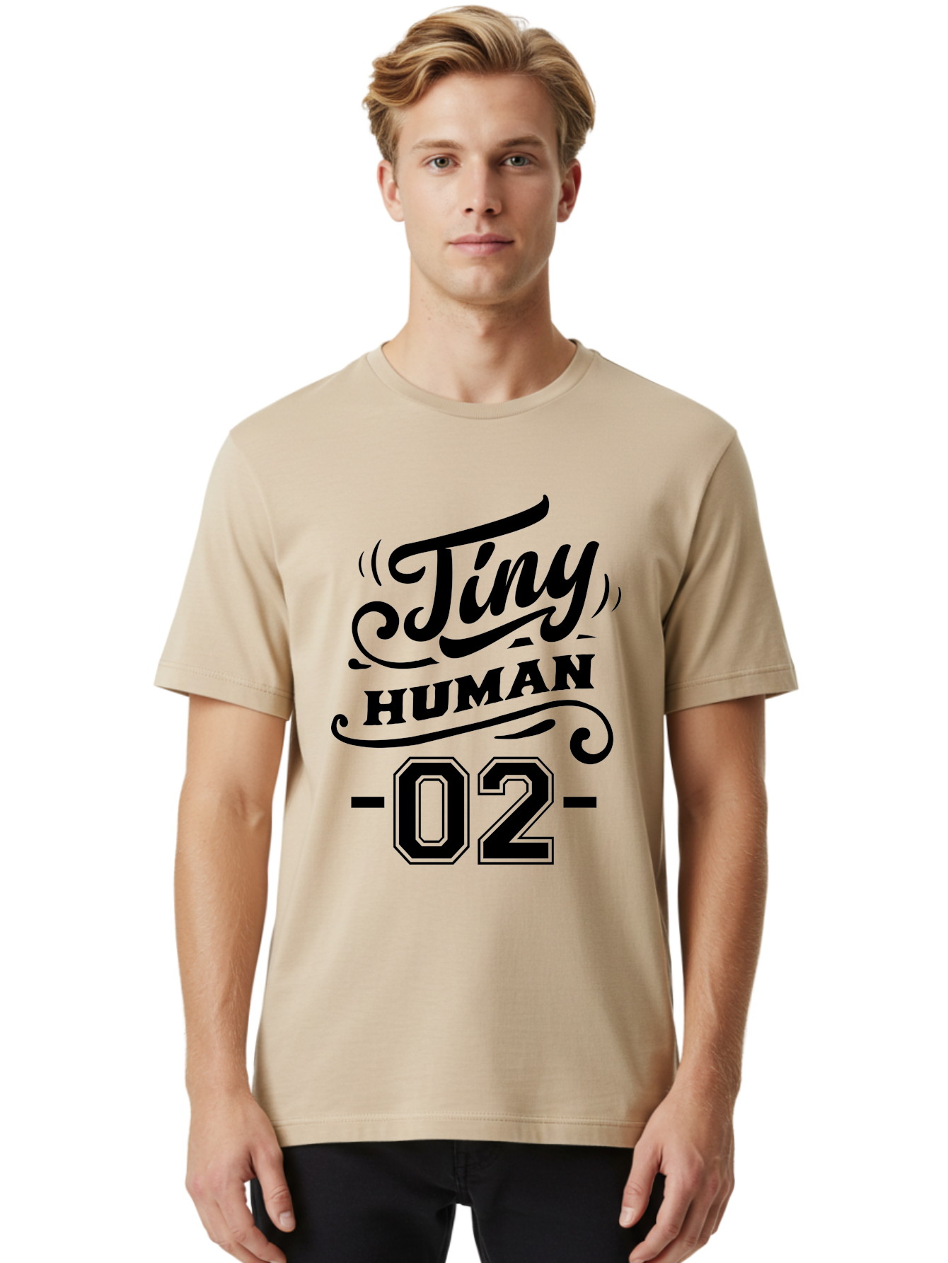 Tiny Human 02 Men'S Graphic Tee, 100% Cotton, Comfortable Casual Summer Wear, Machine Washable, Tiny Human, Typography, Black Text, Elegant Design, Custom Graphics, Athletic Wear, Sports Apparel, Bold Font, Number 02, Vintage Style, Aae743 20