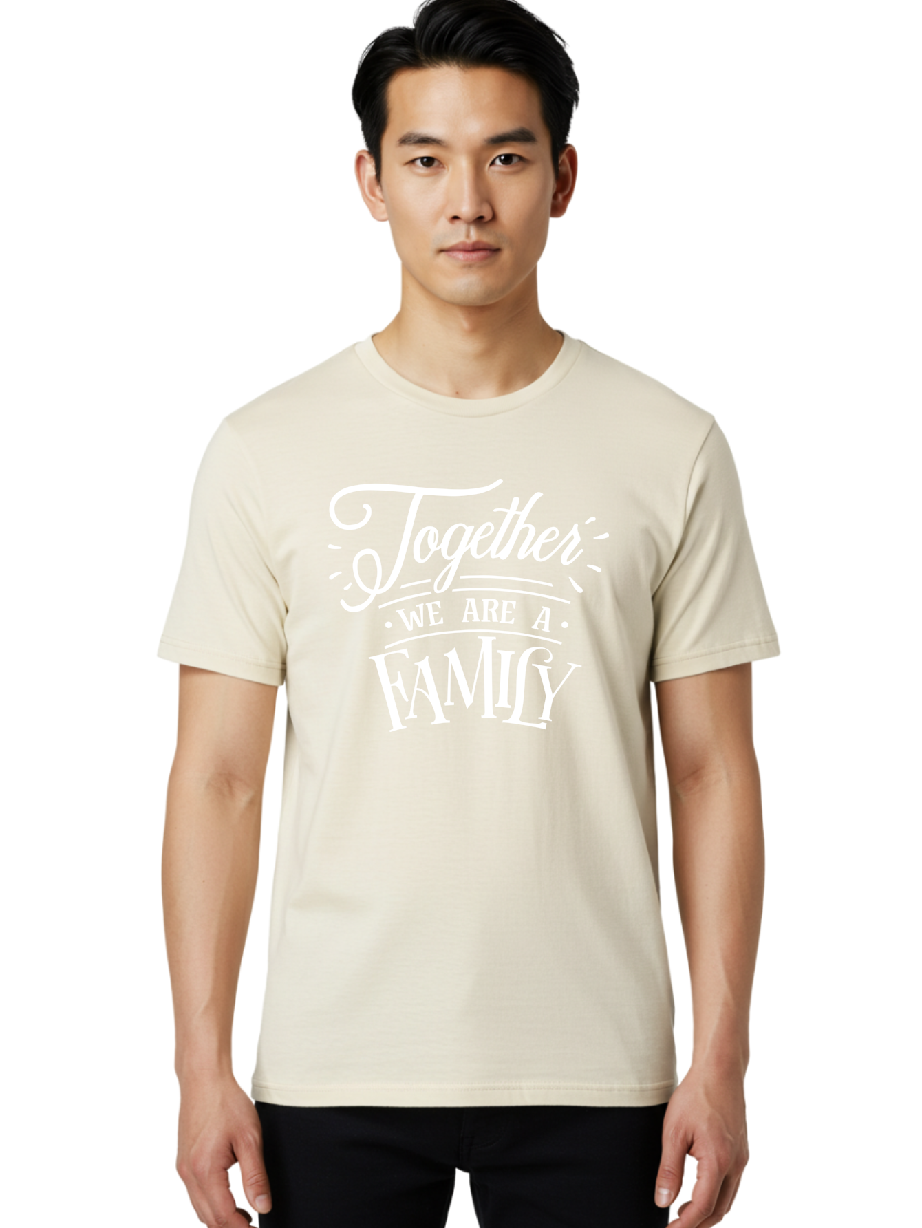Together We Are A Family - White Men'S Graphic Tee, 100% Cotton, Comfortable Casual Summer Wear, Machine Washable, Family Unity, Togetherness, Family Bonding, Family Love, Family Values, Inspirational Quotes, Motivation, White Text, Aae746 8