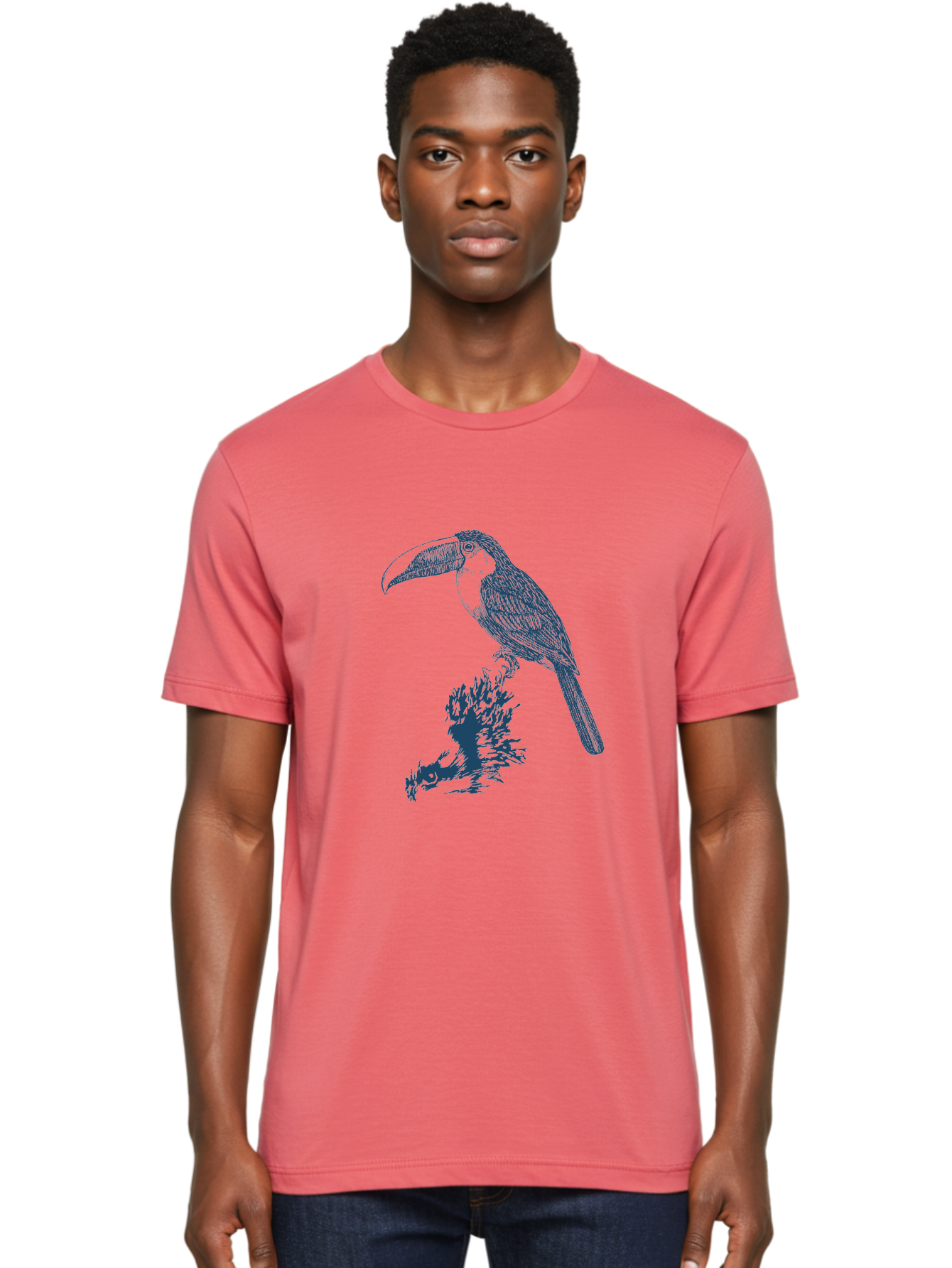 Toucan Roost Men'S Graphic Tee, 100% Cotton, Comfortable Casual Summer Wear, Machine Washable, Toucan Bird, Exotic Wildlife, Tropical Forest, Colorful Plumage, Large Beak, Bird Watching, Nature Lovers, Wildlife Art, Bird Illustrations, Aae749 24