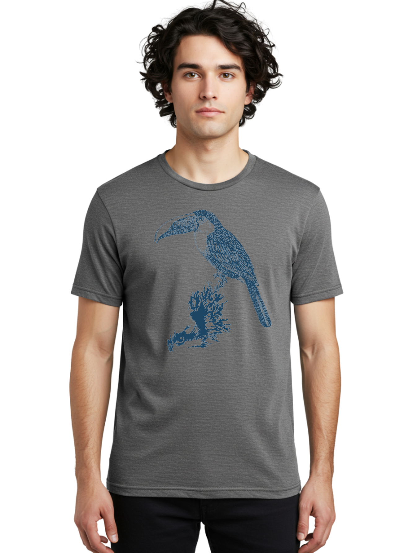 Toucan Roost Men'S Graphic Tee, 100% Cotton, Comfortable Casual Summer Wear, Machine Washable, Toucan Bird, Exotic Wildlife, Tropical Forest, Colorful Plumage, Large Beak, Bird Watching, Nature Lovers, Wildlife Art, Bird Illustrations, Aae749 8