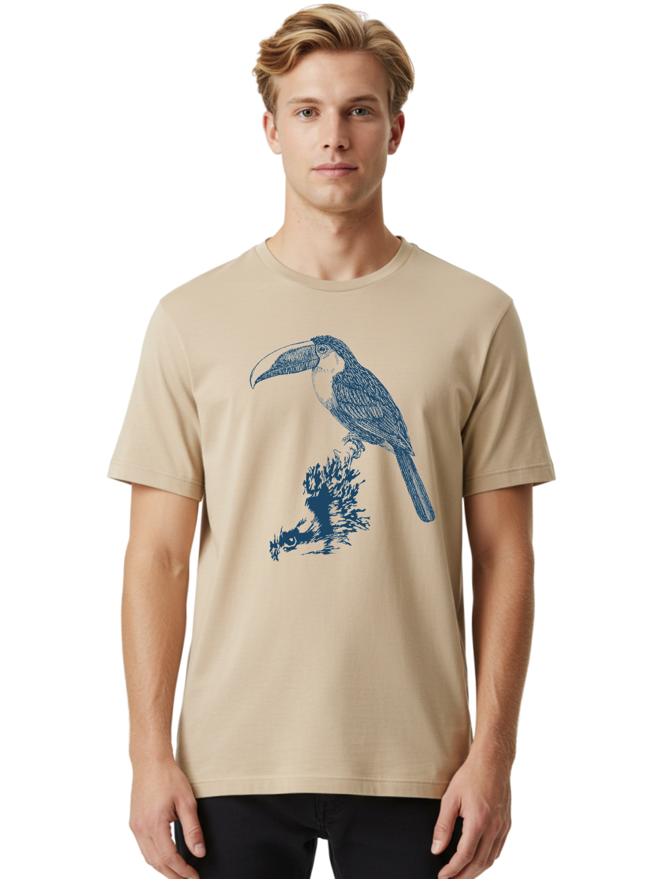 Toucan Roost Men'S Graphic Tee, 100% Cotton, Comfortable Casual Summer Wear, Machine Washable, Toucan Bird, Exotic Wildlife, Tropical Forest, Colorful Plumage, Large Beak, Bird Watching, Nature Lovers, Wildlife Art, Bird Illustrations, Aae749 14