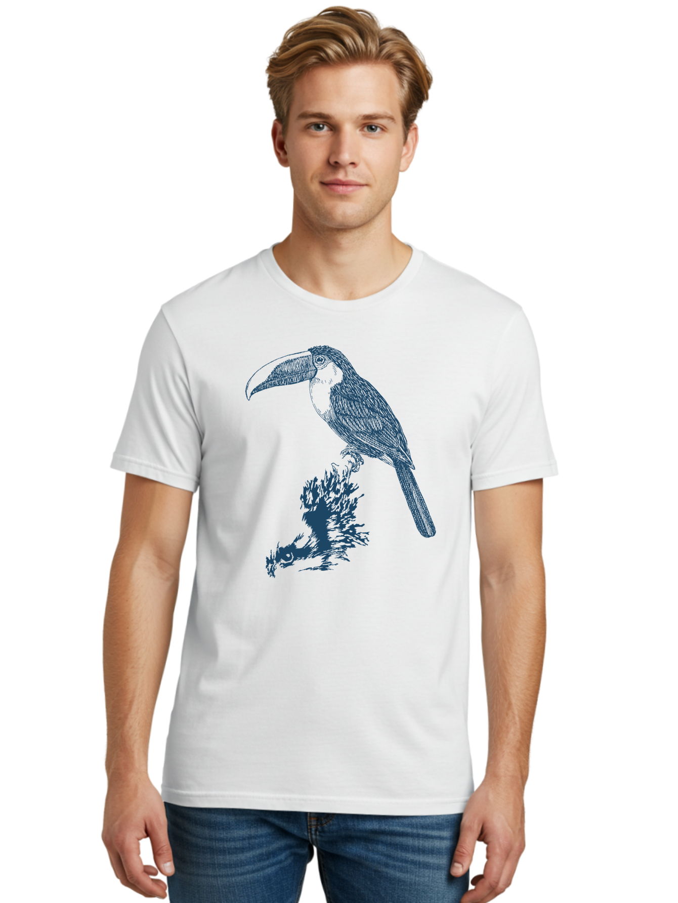 Toucan Roost Men'S Graphic Tee, 100% Cotton, Comfortable Casual Summer Wear, Machine Washable, Toucan Bird, Exotic Wildlife, Tropical Forest, Colorful Plumage, Large Beak, Bird Watching, Nature Lovers, Wildlife Art, Bird Illustrations, Aae749 22
