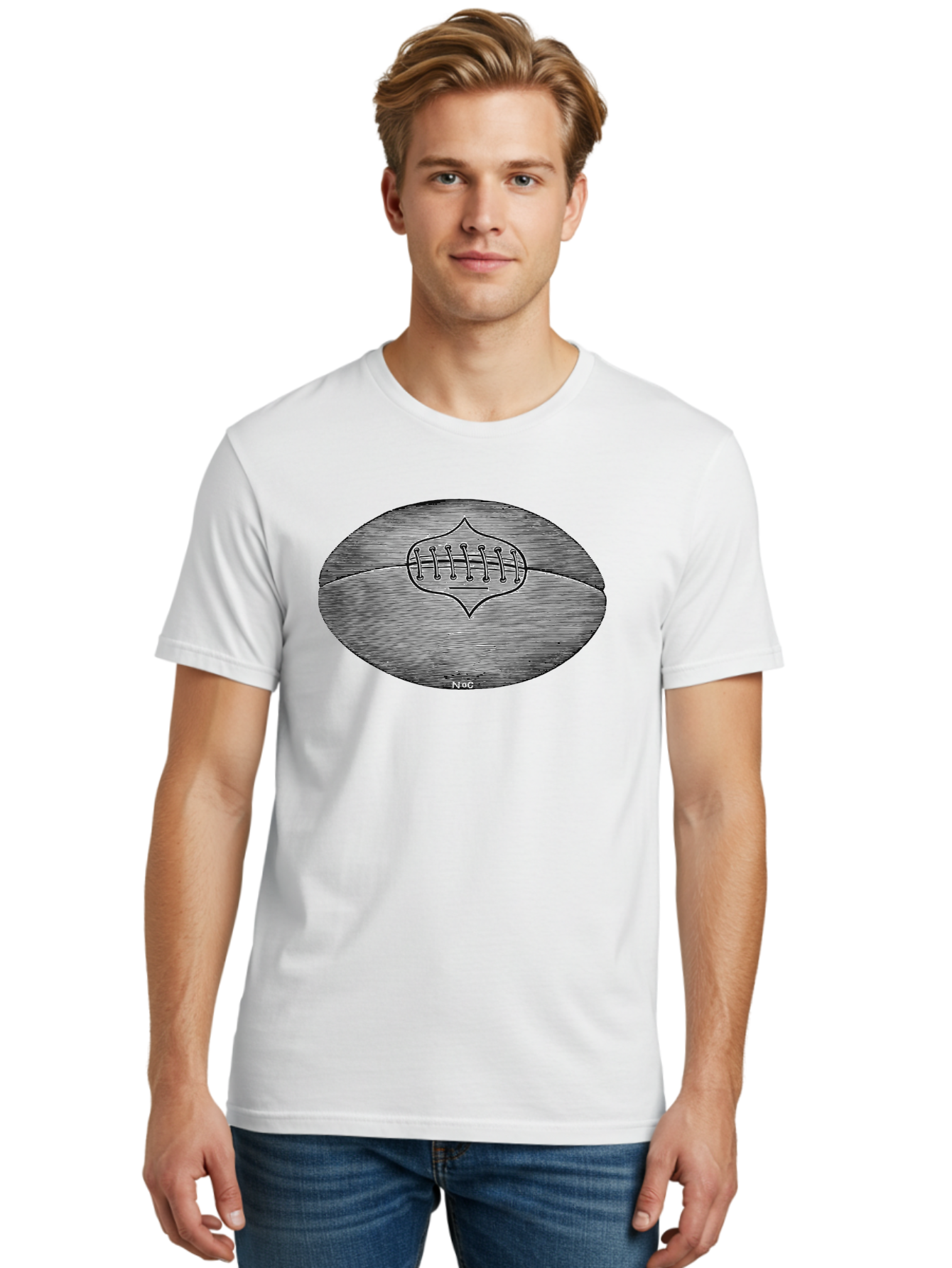 Toughkick Men'S Graphic Tee, 100% Cotton, Comfortable Casual Summer Wear, Machine Washable, American Football, Sports Equipment, Gridiron Football, Athletic Gear, Football Laces, Sports Icon, N O C Logo, Football Graphic, Sports Symbol Aae750 18
