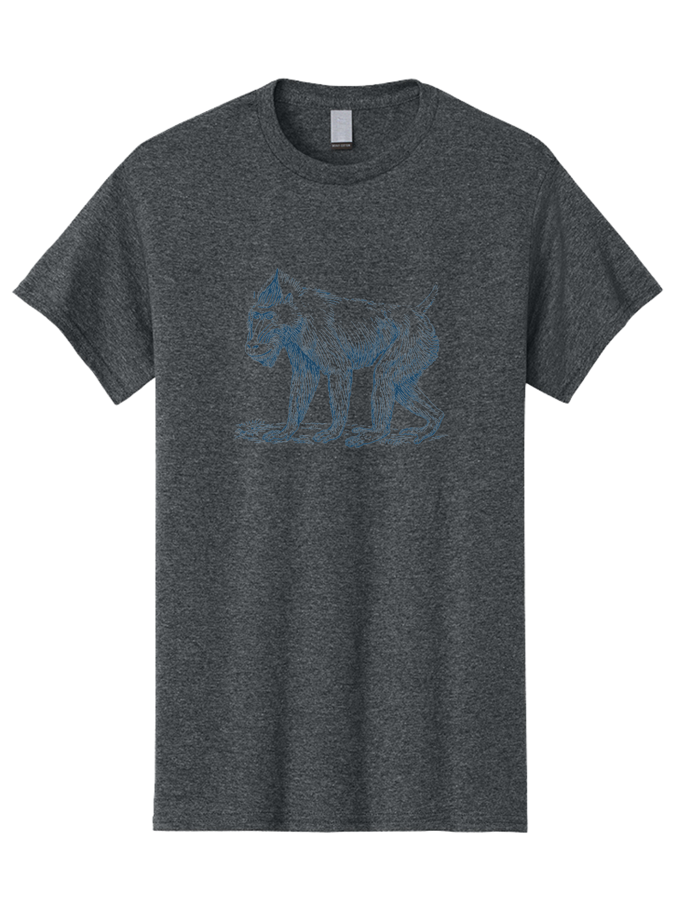 Tribal Ape Men'S Graphic Tee, 100% Cotton, Comfortable Casual Summer Wear, Machine Washable, Pen Drawing Of Baboon, Primate Illustration, Animal Art, Wildlife Graphic, Creature Design, Detailed Sketch Aae754 3