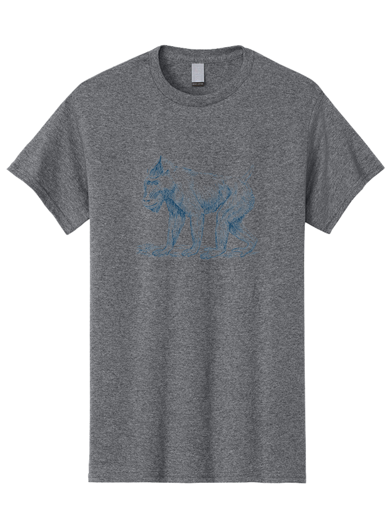Tribal Ape Men'S Graphic Tee, 100% Cotton, Comfortable Casual Summer Wear, Machine Washable, Pen Drawing Of Baboon, Primate Illustration, Animal Art, Wildlife Graphic, Creature Design, Detailed Sketch Aae754 19