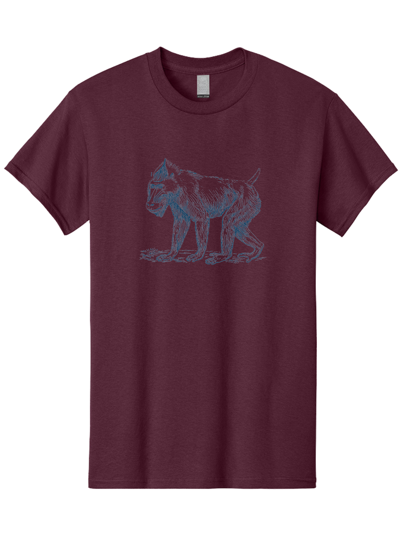 Tribal Ape Men'S Graphic Tee, 100% Cotton, Comfortable Casual Summer Wear, Machine Washable, Pen Drawing Of Baboon, Primate Illustration, Animal Art, Wildlife Graphic, Creature Design, Detailed Sketch Aae754 17