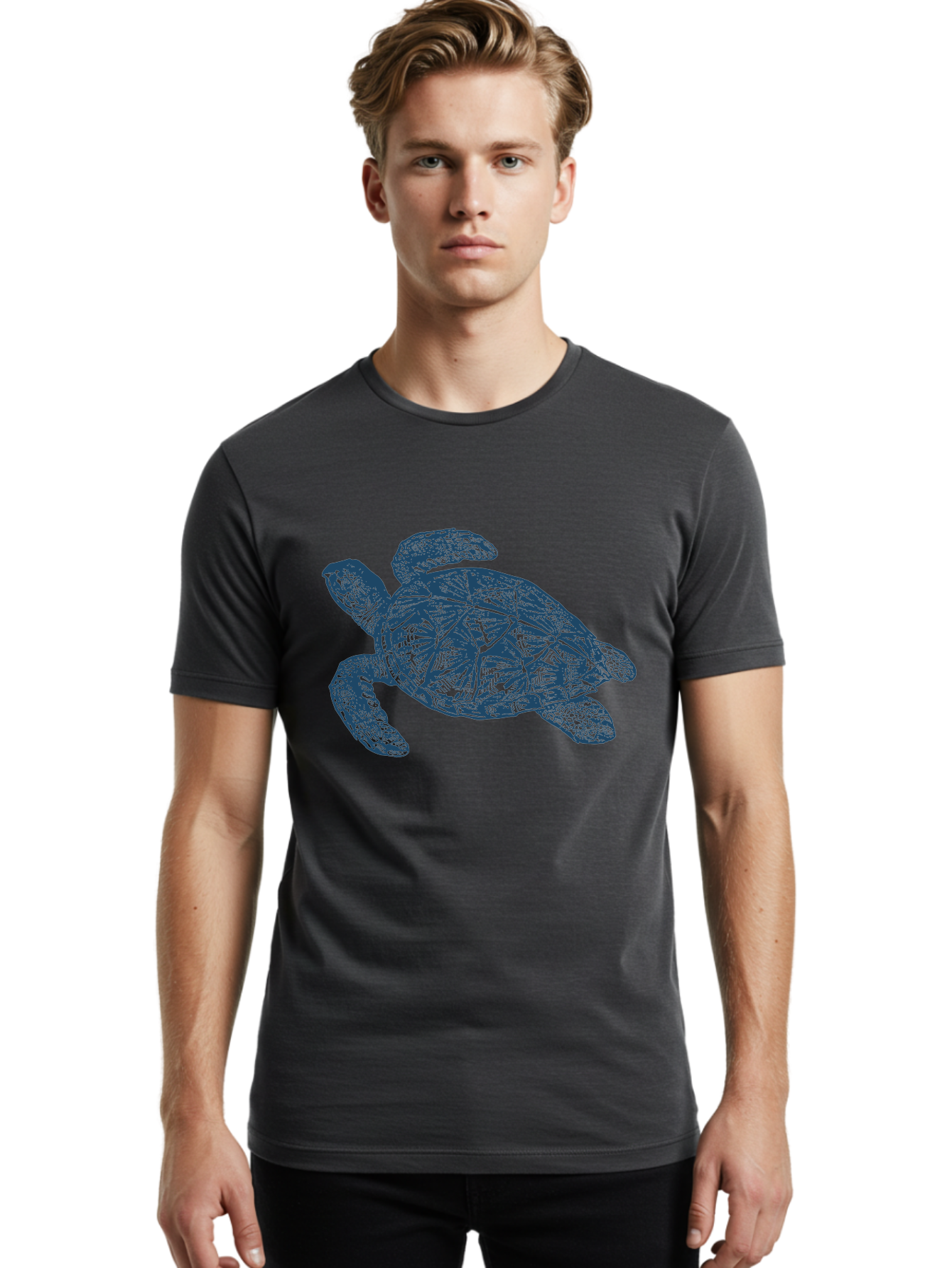 Turtle Drift Men'S Graphic Tee, 100% Cotton, Comfortable Casual Summer Wear, Machine Washable, Sea Turtle, Marine Life, Ocean Creature, Wildlife Conservation, Protected Species, Slow-Moving Animal, Shell Pattern, Blue Illustration, Aae763 10