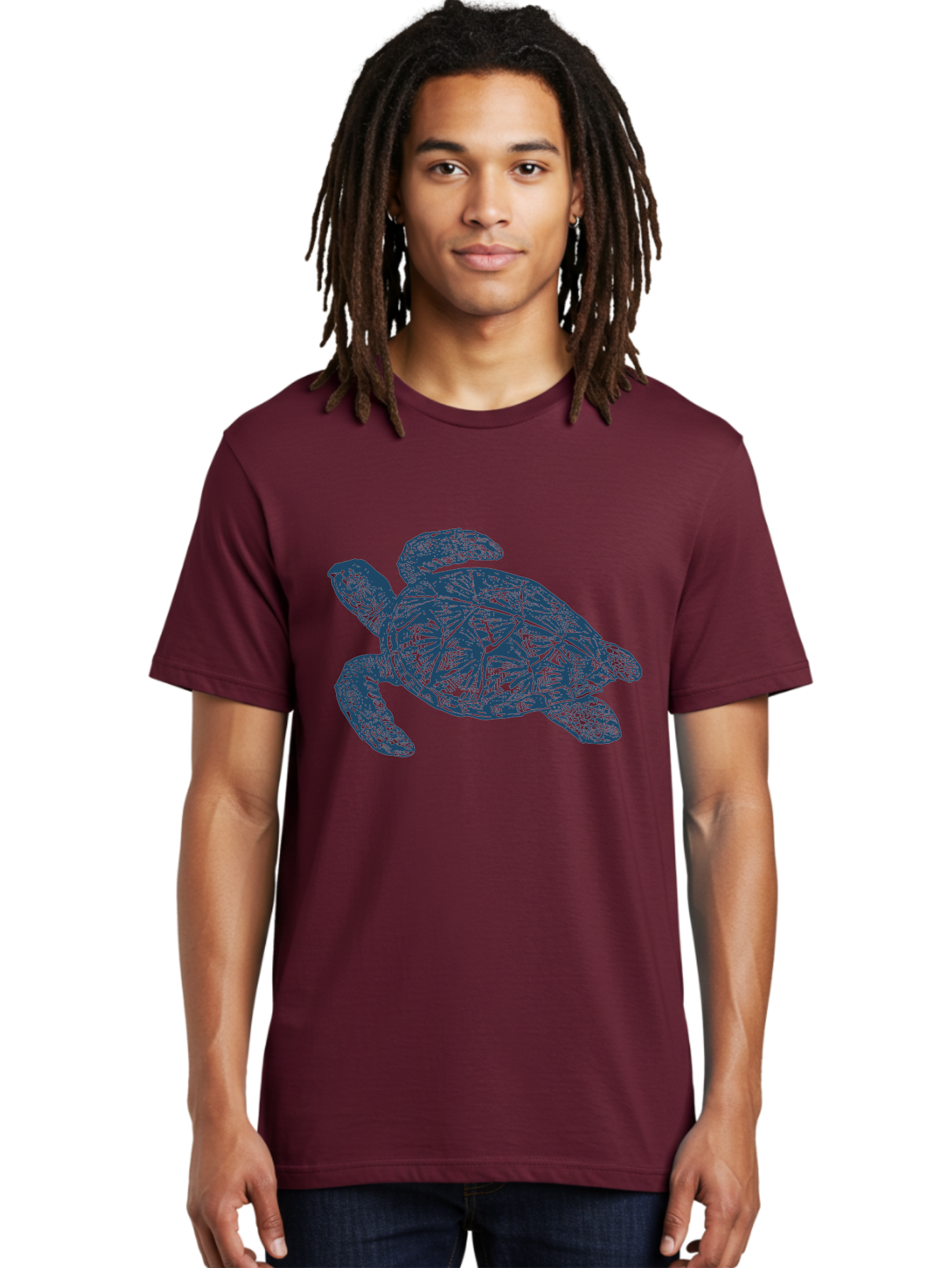 Turtle Drift Men'S Graphic Tee, 100% Cotton, Comfortable Casual Summer Wear, Machine Washable, Sea Turtle, Marine Life, Ocean Creature, Wildlife Conservation, Protected Species, Slow-Moving Animal, Shell Pattern, Blue Illustration, Aae763 24