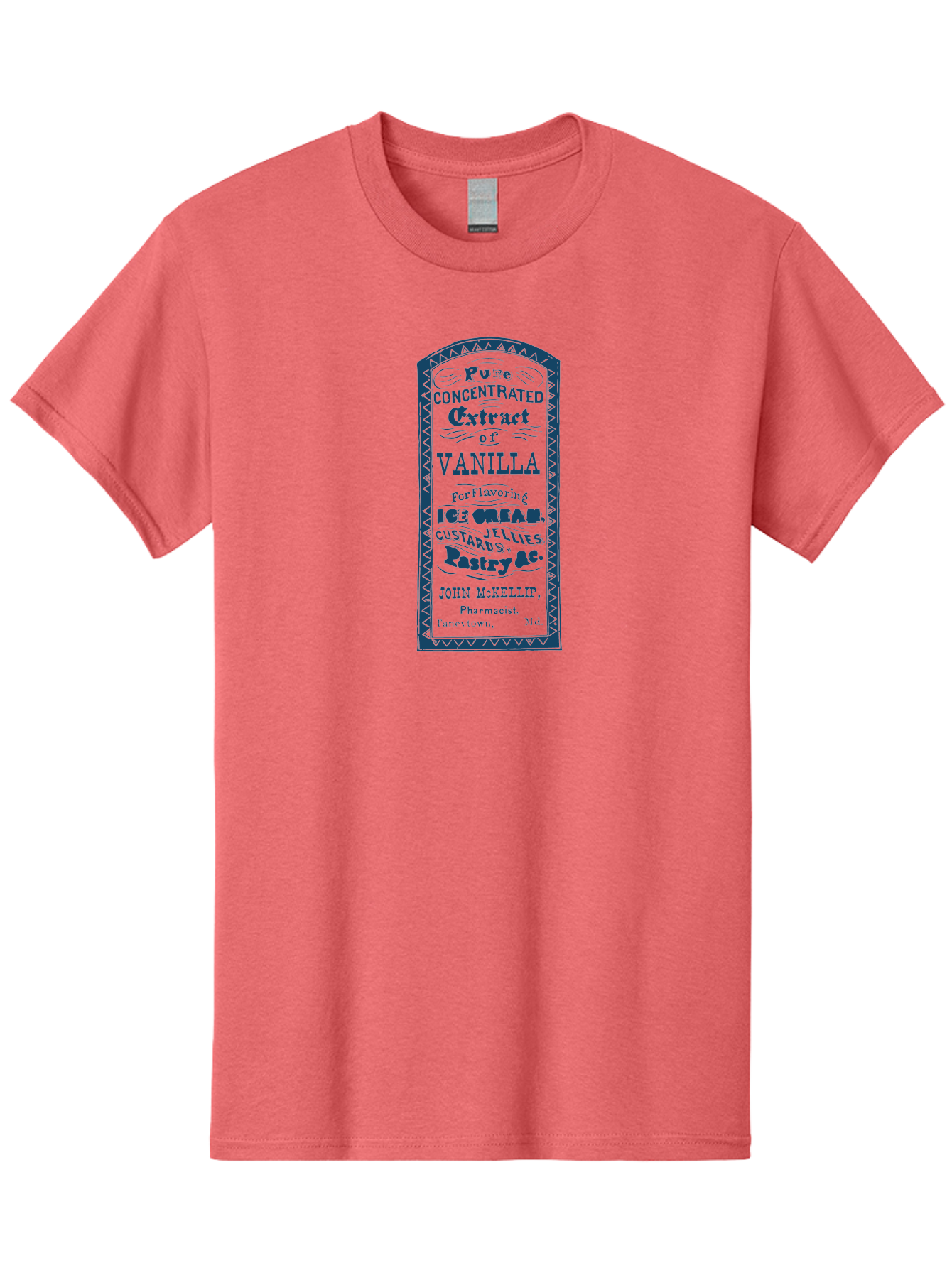 Vanilla-Extract Men'S Graphic Tee, 100% Cotton, Comfortable Casual Summer Wear, Machine Washable, Vanilla Extract Label, Vintage Design, Concentrated Vanilla, Ice Cream Flavoring, Custard Desserts, Pastry Ingredients, John Mckellip Pharmacist, Aae767 19