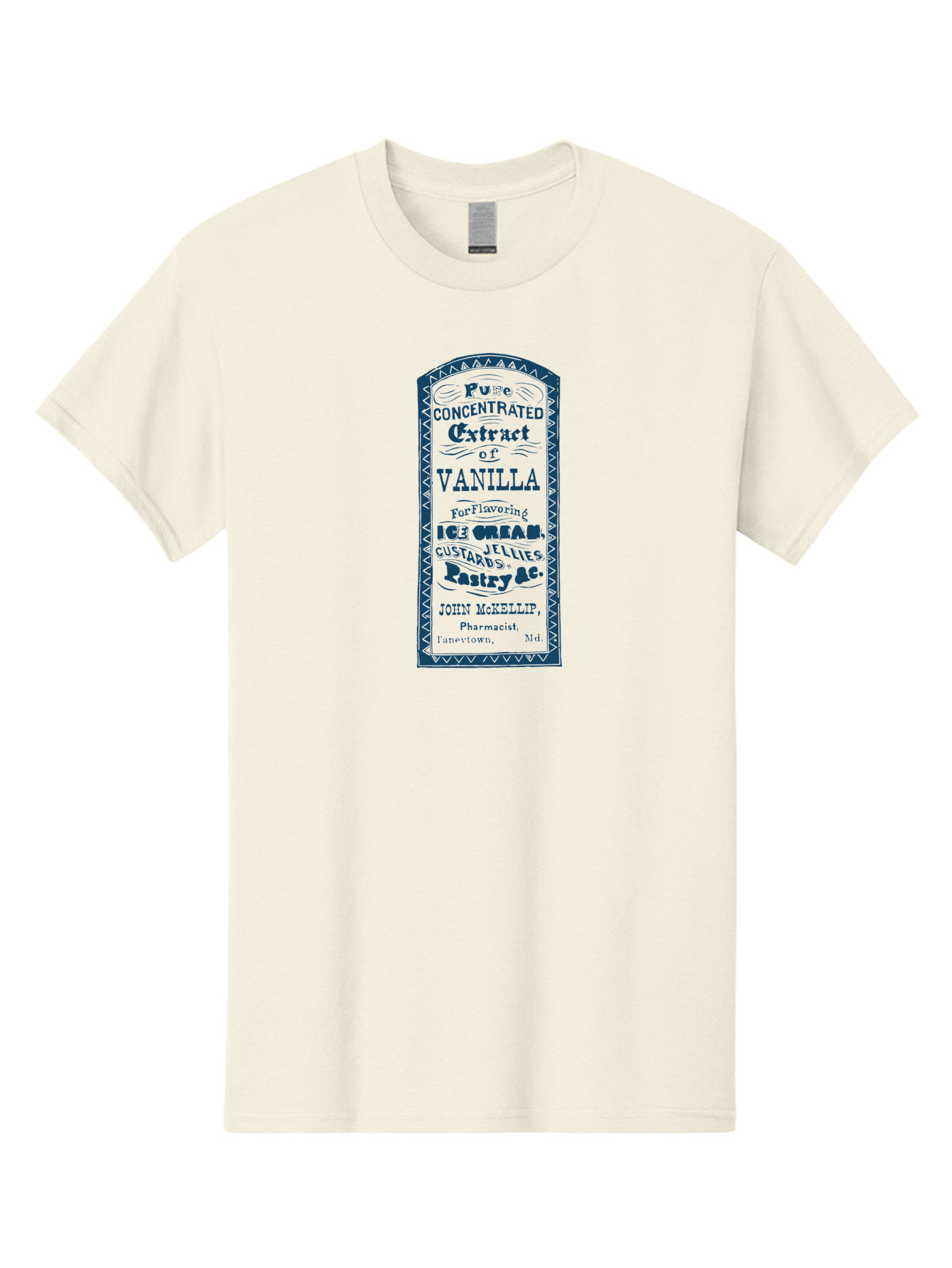 Vanilla-Extract Men'S Graphic Tee, 100% Cotton, Comfortable Casual Summer Wear, Machine Washable, Vanilla Extract Label, Vintage Design, Concentrated Vanilla, Ice Cream Flavoring, Custard Desserts, Pastry Ingredients, John Mckellip Pharmacist, Aae767 21