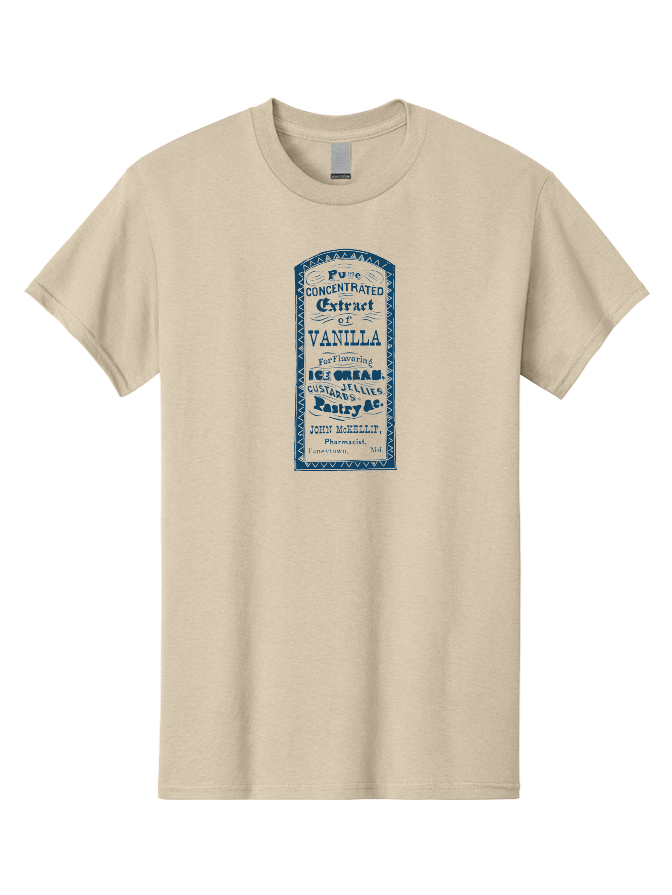 Vanilla-Extract Men'S Graphic Tee, 100% Cotton, Comfortable Casual Summer Wear, Machine Washable, Vanilla Extract Label, Vintage Design, Concentrated Vanilla, Ice Cream Flavoring, Custard Desserts, Pastry Ingredients, John Mckellip Pharmacist, Aae767 11
