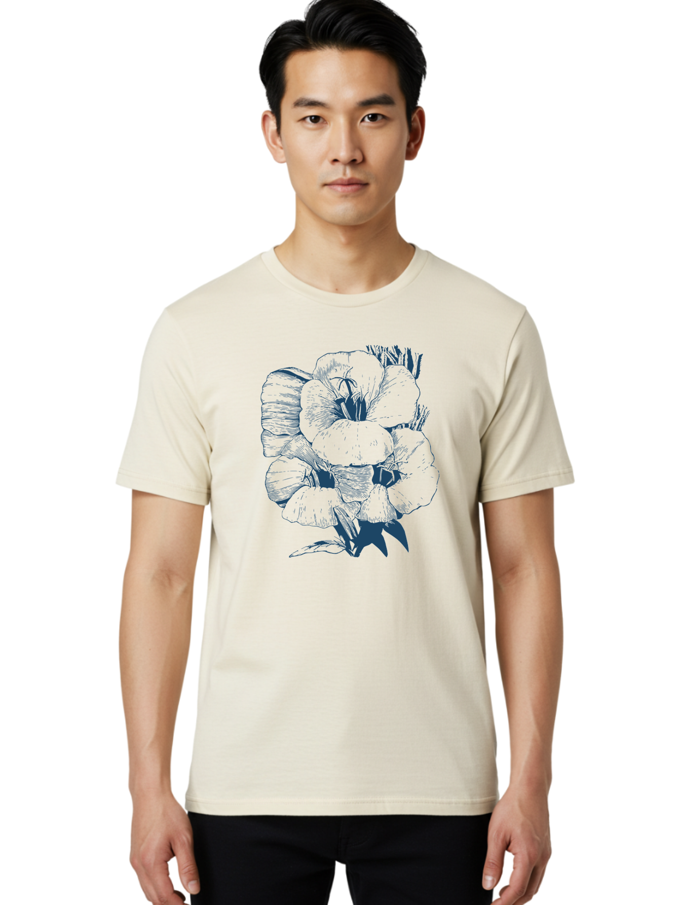 Velvet Bloom Men'S Graphic Tee, 100% Cotton, Comfortable Casual Summer Wear, Machine Washable, Hand-Drawn Pansy, Vintage Illustration, Floral Design, Blooming Flowers, Delicate Petals, Artistic Rendering, Botanical Art, Flower Sketch Aae768 30