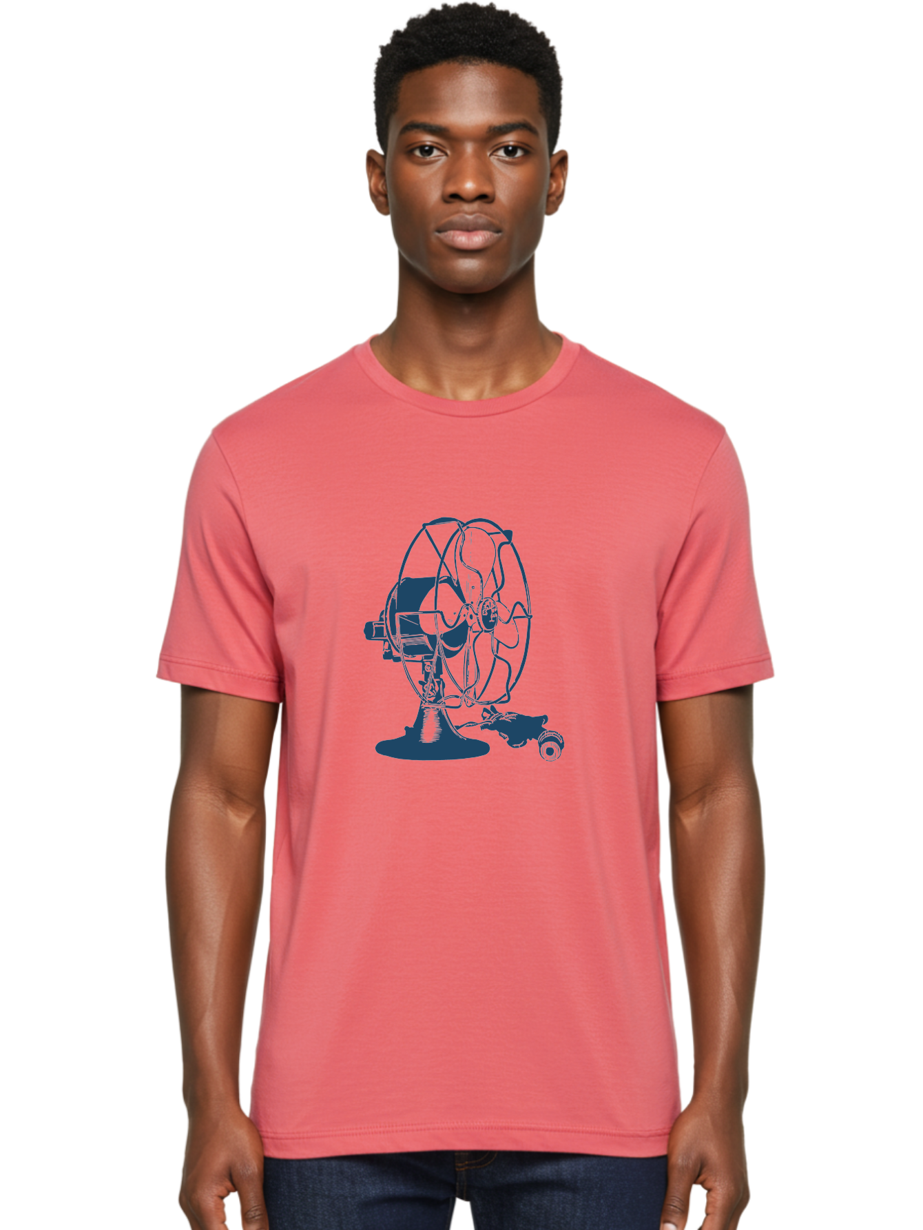Ventilator Men'S Graphic Tee, 100% Cotton, Comfortable Casual Summer Wear, Machine Washable, Retro Electric Fan, Vintage Home Decor, Antique Appliance, Nostalgic Design, Classic Style, Rotating Blades, Power Cord Connection, Household Item, Aae770 26