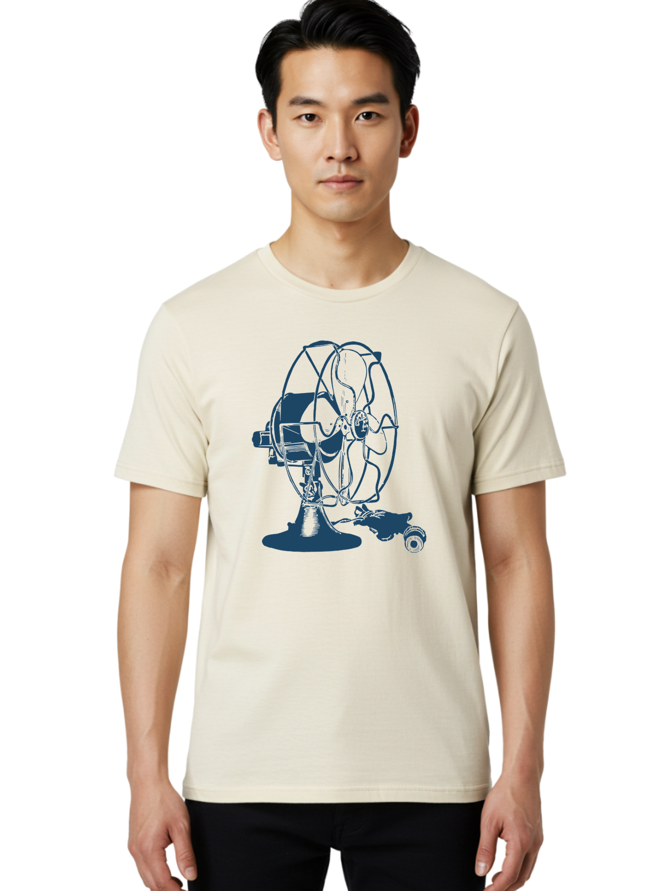 Ventilator Men'S Graphic Tee, 100% Cotton, Comfortable Casual Summer Wear, Machine Washable, Retro Electric Fan, Vintage Home Decor, Antique Appliance, Nostalgic Design, Classic Style, Rotating Blades, Power Cord Connection, Household Item, Aae770 18