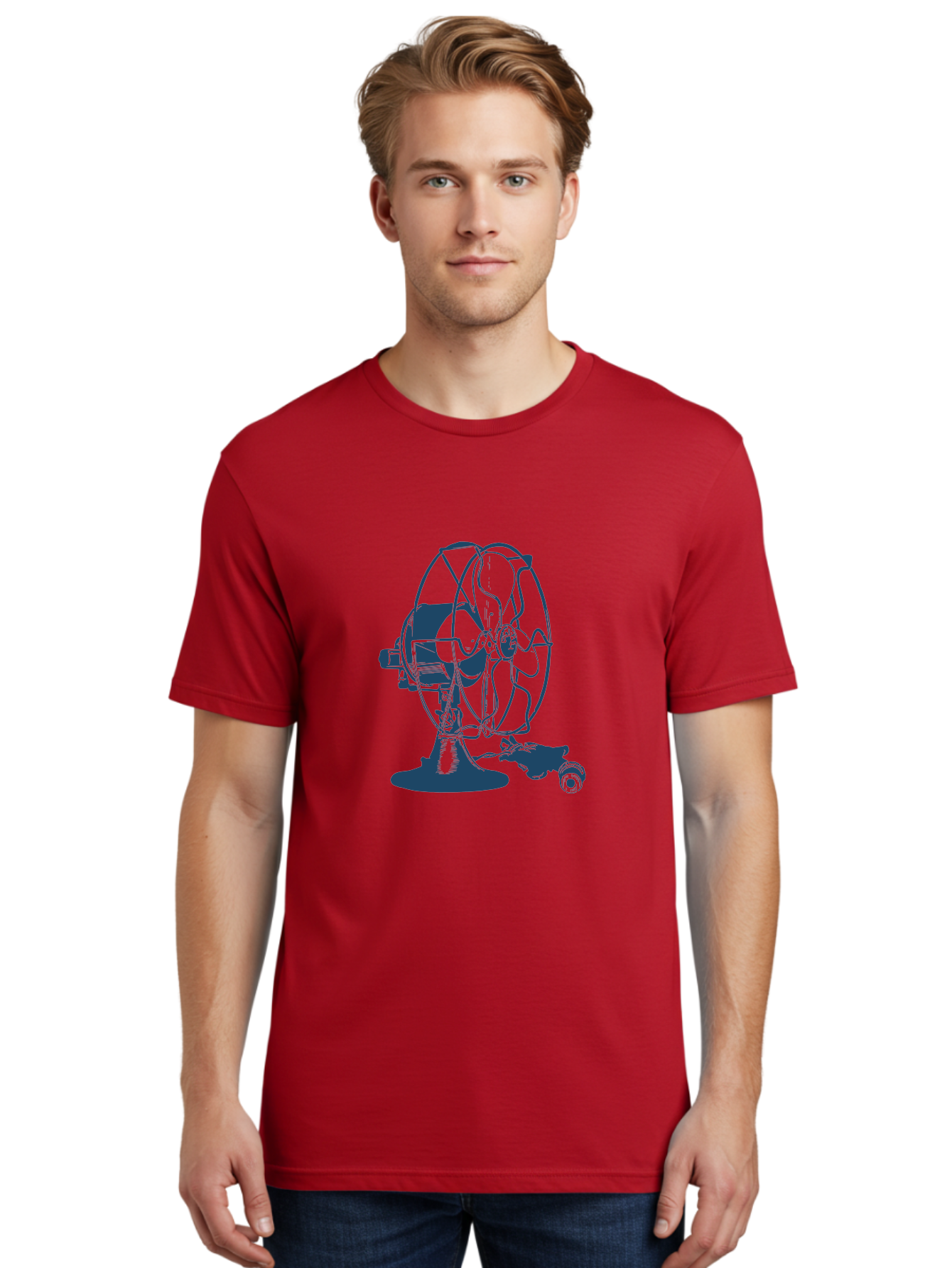 Ventilator Men'S Graphic Tee, 100% Cotton, Comfortable Casual Summer Wear, Machine Washable, Retro Electric Fan, Vintage Home Decor, Antique Appliance, Nostalgic Design, Classic Style, Rotating Blades, Power Cord Connection, Household Item, Aae770 20