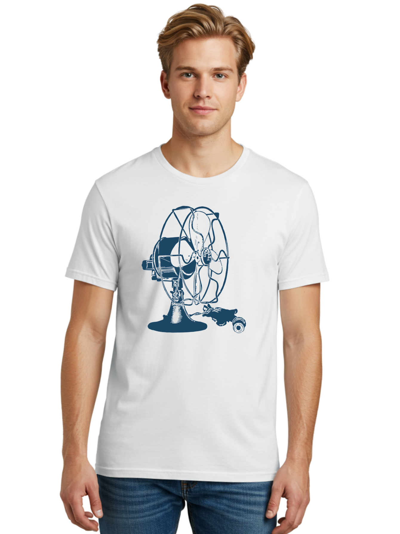 Ventilator Men'S Graphic Tee, 100% Cotton, Comfortable Casual Summer Wear, Machine Washable, Retro Electric Fan, Vintage Home Decor, Antique Appliance, Nostalgic Design, Classic Style, Rotating Blades, Power Cord Connection, Household Item, Aae770 6