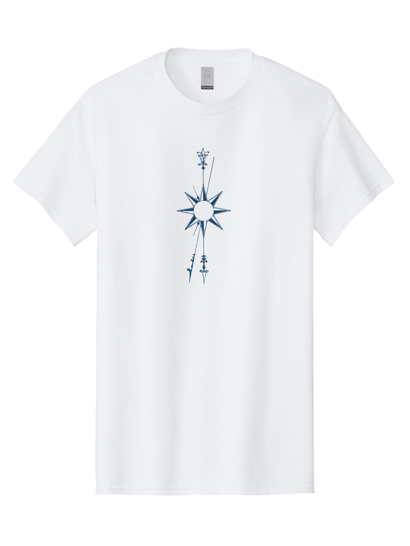 Vertical Compass Rose Men'S Graphic Tee, 100% Cotton, Comfortable Casual Summer Wear, Machine Washable, Stylish Star Emblem, Symmetrical Design, Floral Pattern, Modern Graphics, Abstract Art, Decorative Elements, Minimalist Style Aae771 17