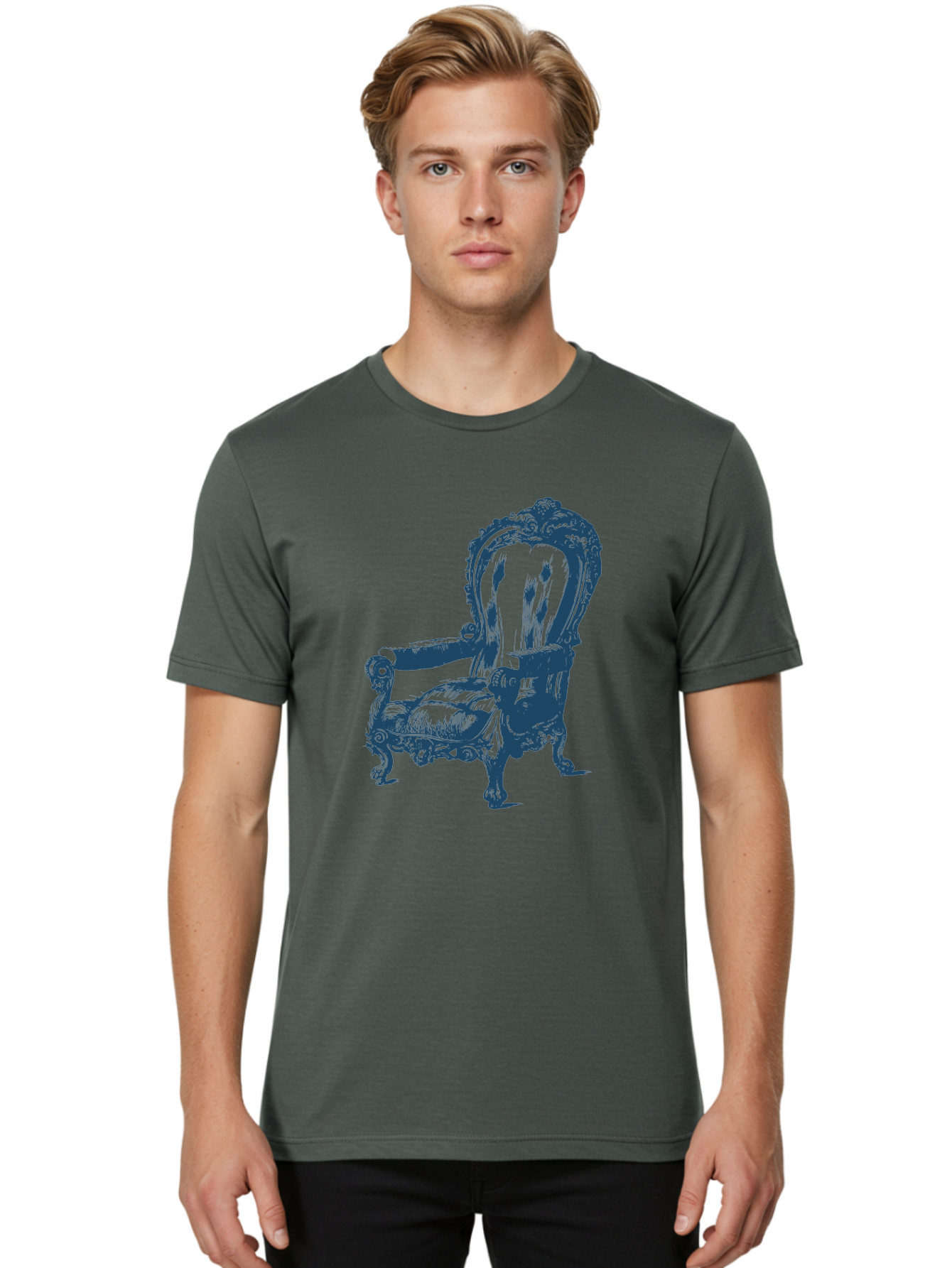 Victorian Lounge Chair Men'S Graphic Tee, 100% Cotton, Comfortable Casual Summer Wear, Machine Washable, Ornate Chair, Luxurious Furniture, Vintage Decor, Antique Armchair, Carved Wooden Details, Elegant Design, Classic Style, Aae774 22