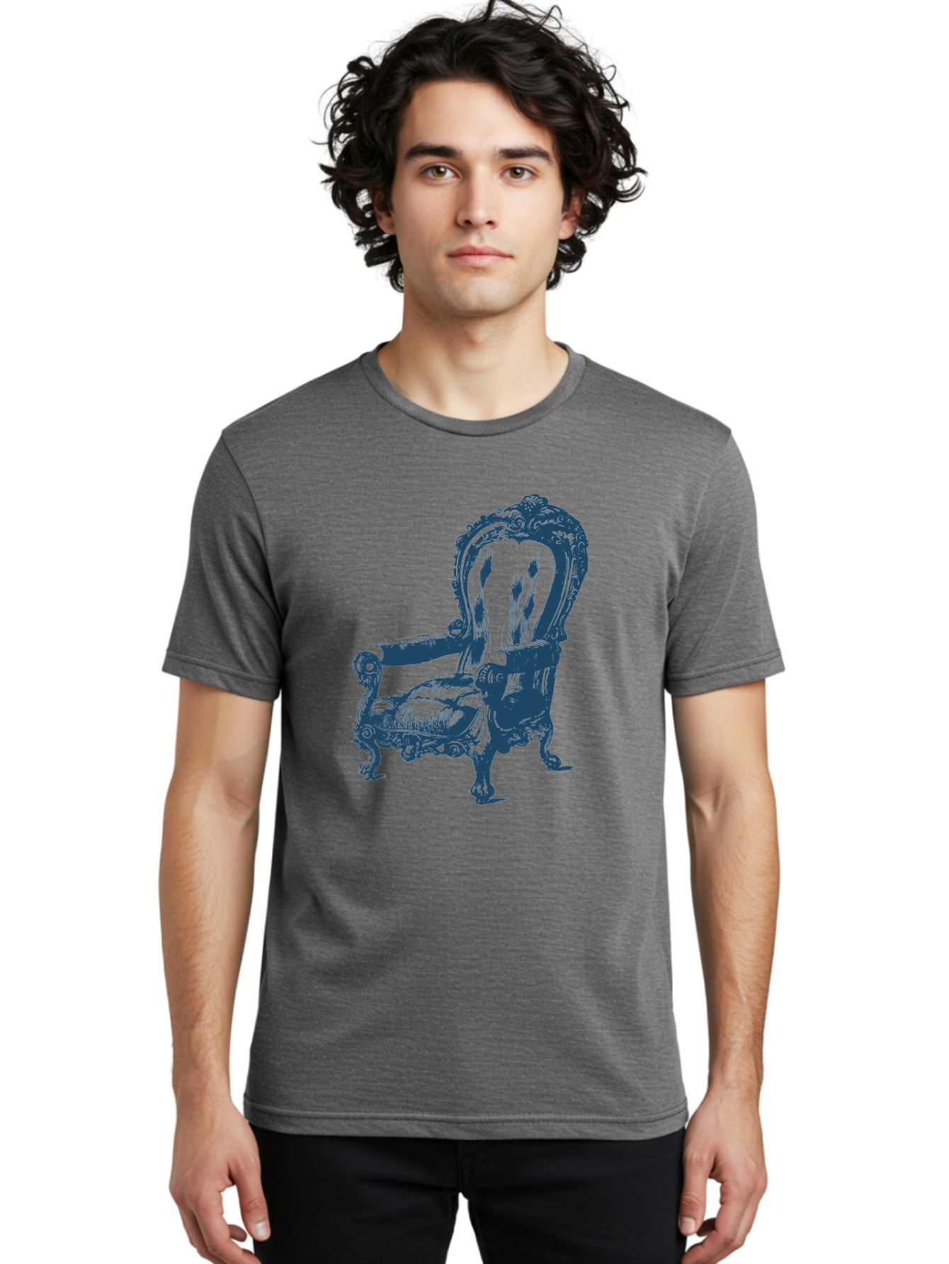 Victorian Lounge Chair Men'S Graphic Tee, 100% Cotton, Comfortable Casual Summer Wear, Machine Washable, Ornate Chair, Luxurious Furniture, Vintage Decor, Antique Armchair, Carved Wooden Details, Elegant Design, Classic Style, Aae774 24