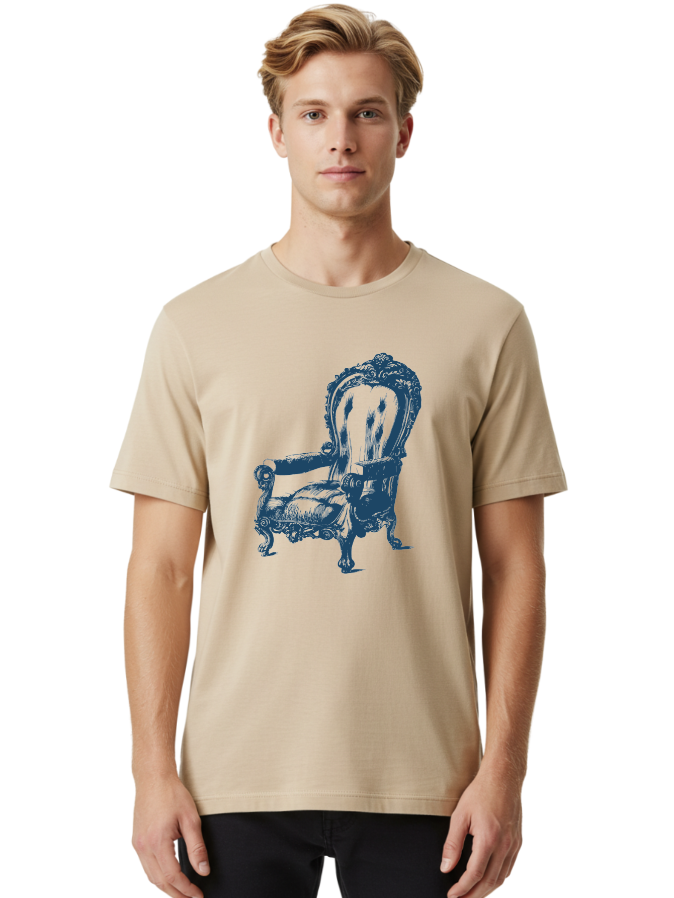 Victorian Lounge Chair Men'S Graphic Tee, 100% Cotton, Comfortable Casual Summer Wear, Machine Washable, Ornate Chair, Luxurious Furniture, Vintage Decor, Antique Armchair, Carved Wooden Details, Elegant Design, Classic Style, Aae774 28
