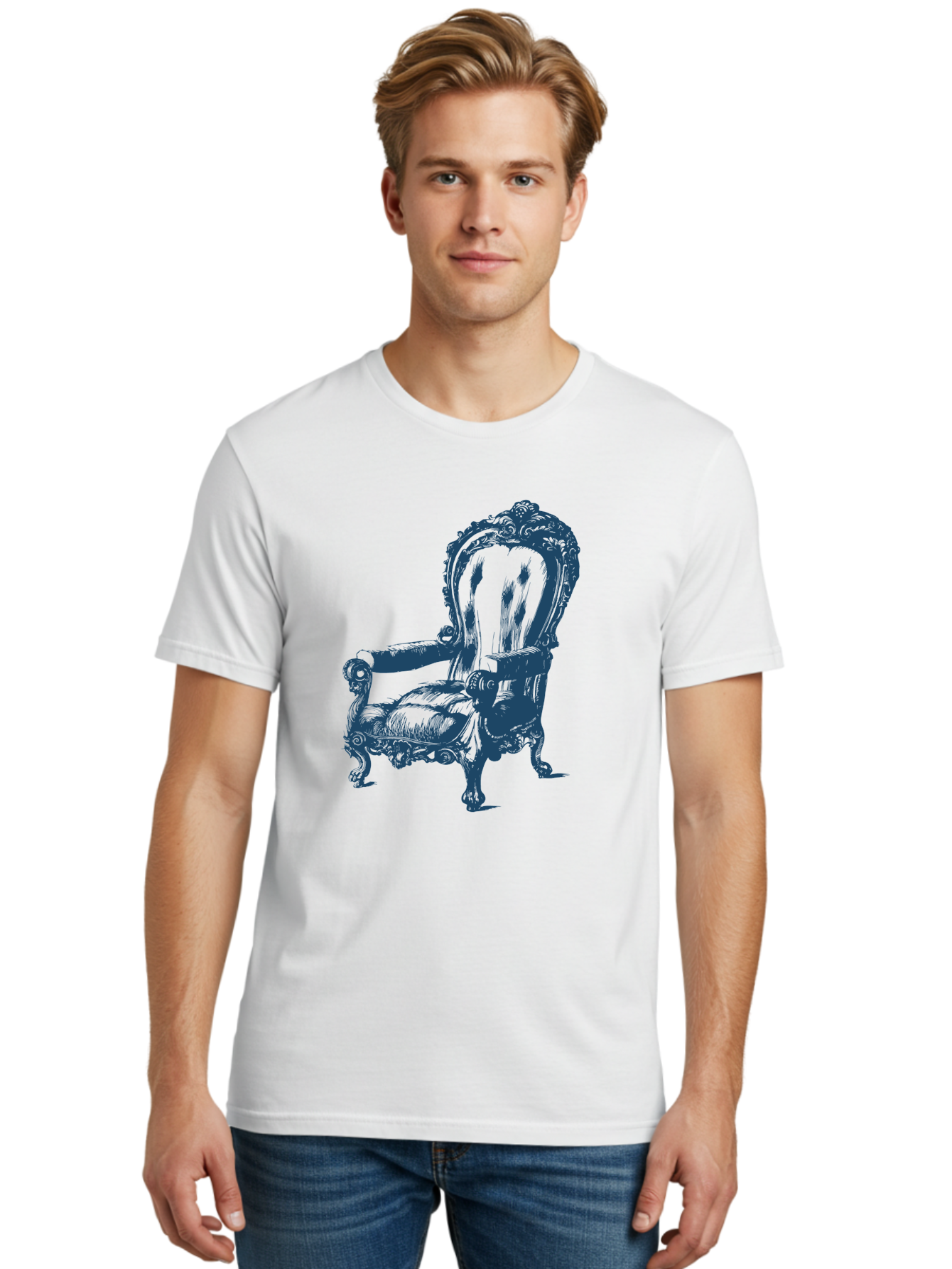 Victorian Lounge Chair Men'S Graphic Tee, 100% Cotton, Comfortable Casual Summer Wear, Machine Washable, Ornate Chair, Luxurious Furniture, Vintage Decor, Antique Armchair, Carved Wooden Details, Elegant Design, Classic Style, Aae774 26