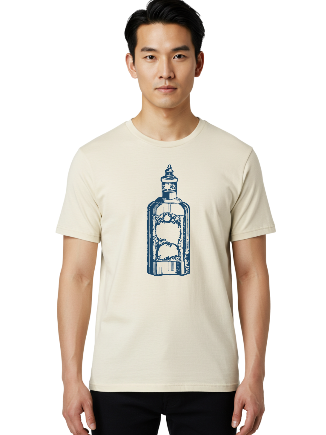 Victorian Perfume Bottle Men'S Graphic Tee, 100% Cotton, Comfortable Casual Summer Wear, Machine Washable, Gin Bottle Illustration, Liquor Bottle Art, Vintage Gin Bottle, Decorative Bottle, Alcohol Container, Spirits Packaging, Aae776 4