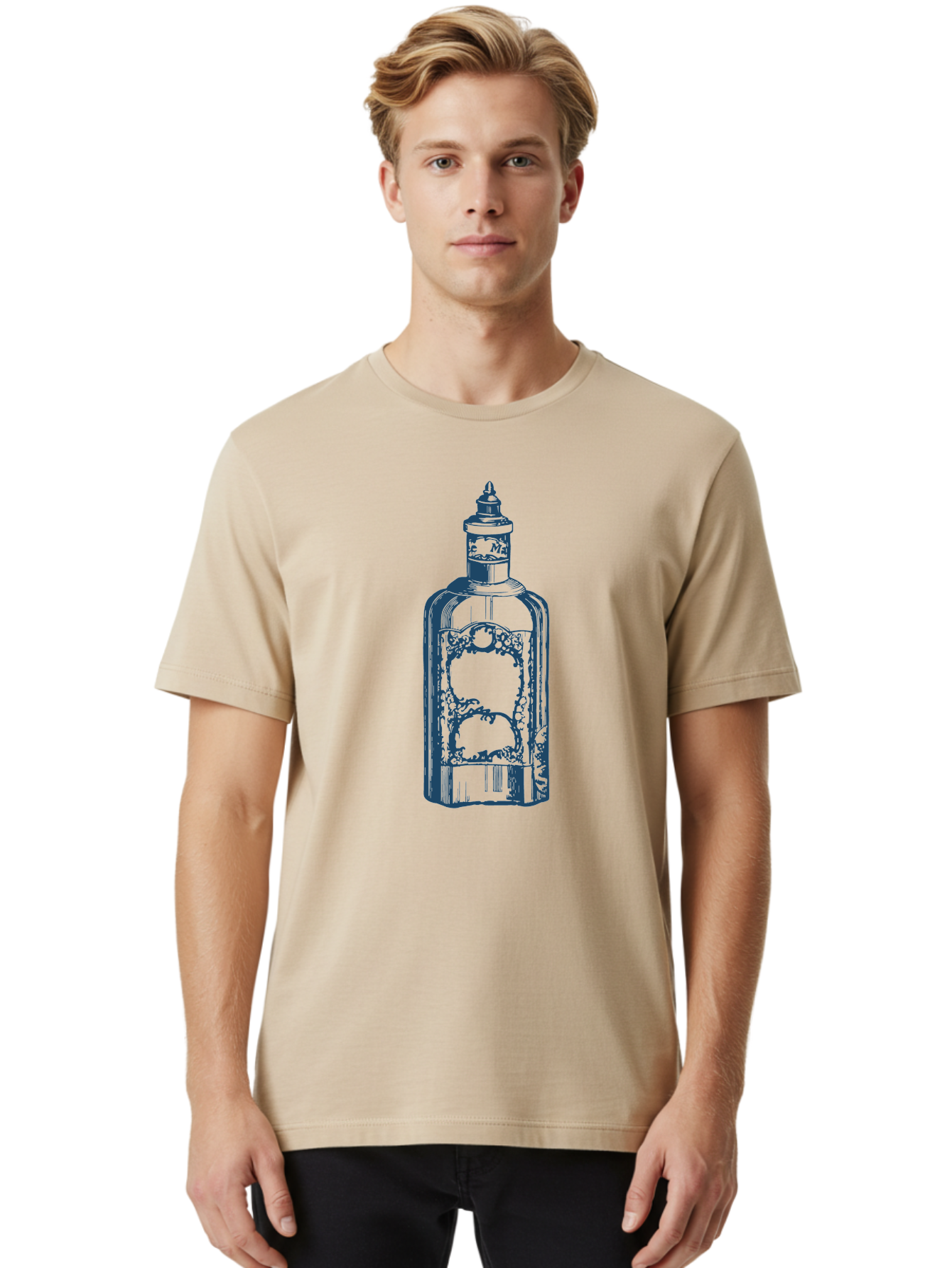 Victorian Perfume Bottle Men'S Graphic Tee, 100% Cotton, Comfortable Casual Summer Wear, Machine Washable, Gin Bottle Illustration, Liquor Bottle Art, Vintage Gin Bottle, Decorative Bottle, Alcohol Container, Spirits Packaging, Aae776 22
