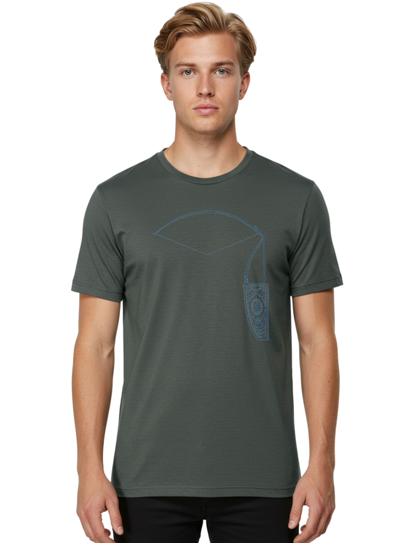 Vintage Archery Equipment Men'S Graphic Tee, 100% Cotton, Comfortable Casual Summer Wear, Machine Washable, Recurve Bow, Ornate Quiver, Archery Equipment, Hunting Gear, Decorative Design, Intricate Patterns, Bow And Arrow, Outdoor Adventure, Aae782 24