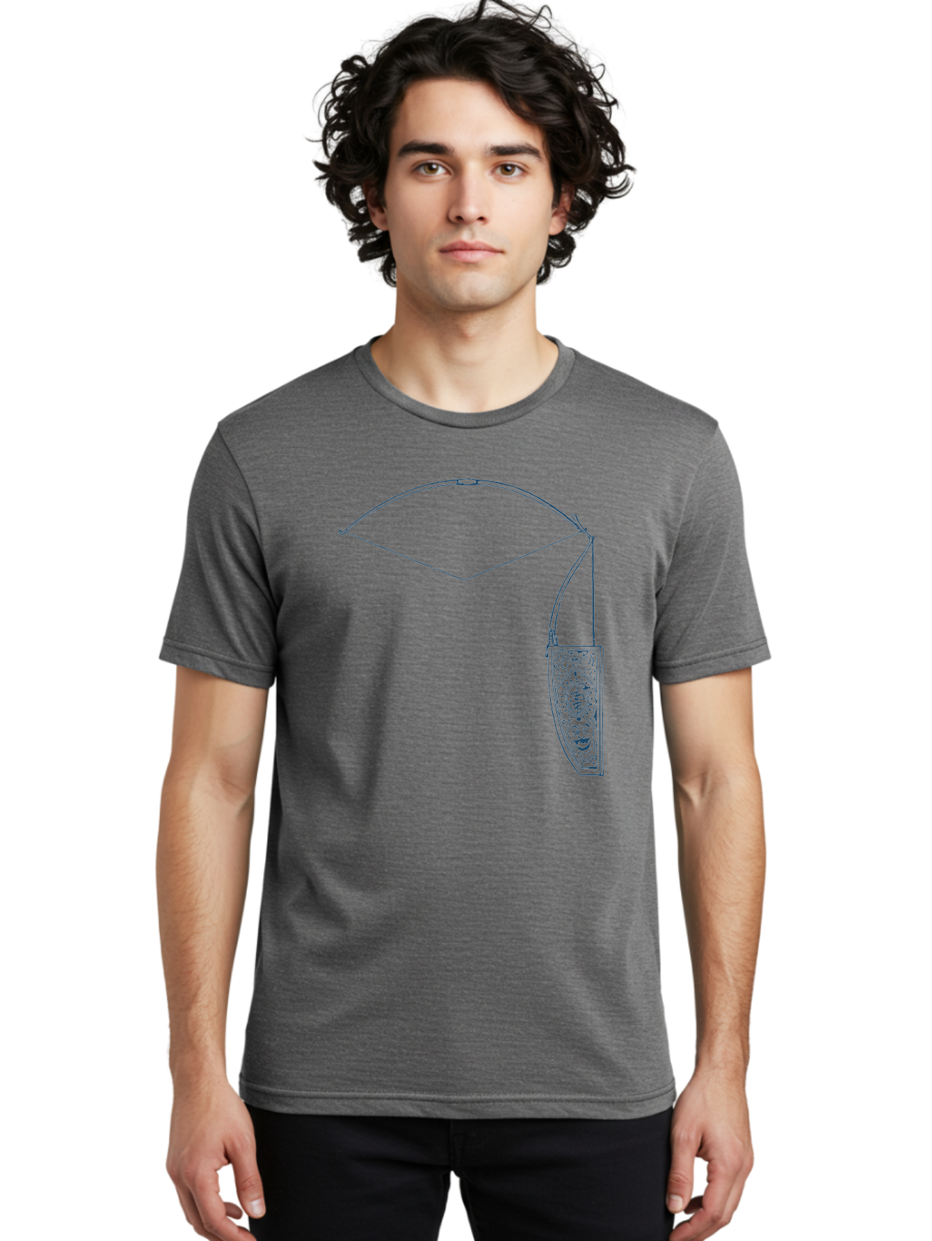 Vintage Archery Equipment Men'S Graphic Tee, 100% Cotton, Comfortable Casual Summer Wear, Machine Washable, Recurve Bow, Ornate Quiver, Archery Equipment, Hunting Gear, Decorative Design, Intricate Patterns, Bow And Arrow, Outdoor Adventure, Aae782 28