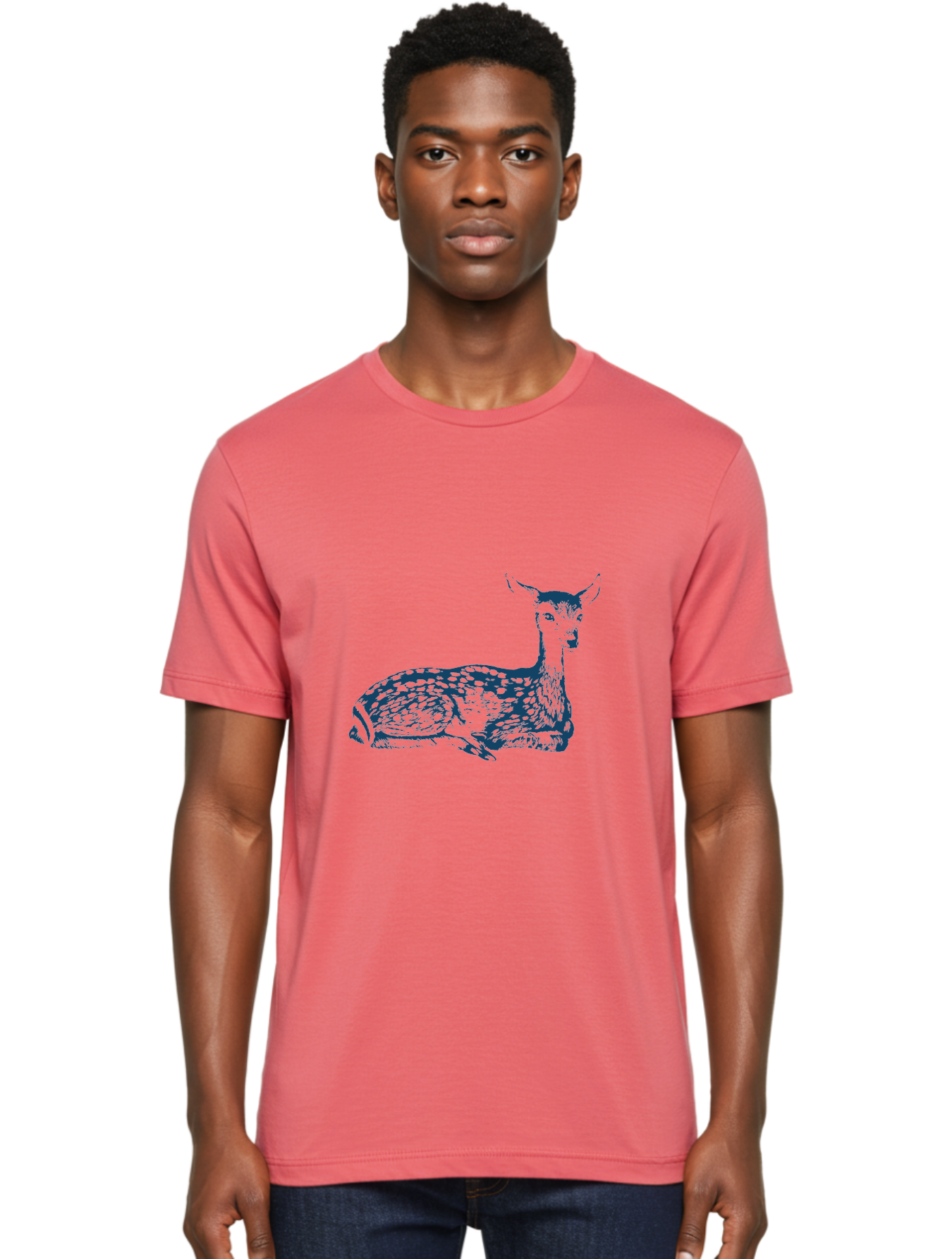 Vintage Bambi Sketch Men'S Graphic Tee, 100% Cotton, Comfortable Casual Summer Wear, Machine Washable, Deer Resting, Spotted Fur, Wildlife Art, Serene Animal, Natural Habitat, Spotted Deer, Animal Illustration, Forest Creature, Aae783 22