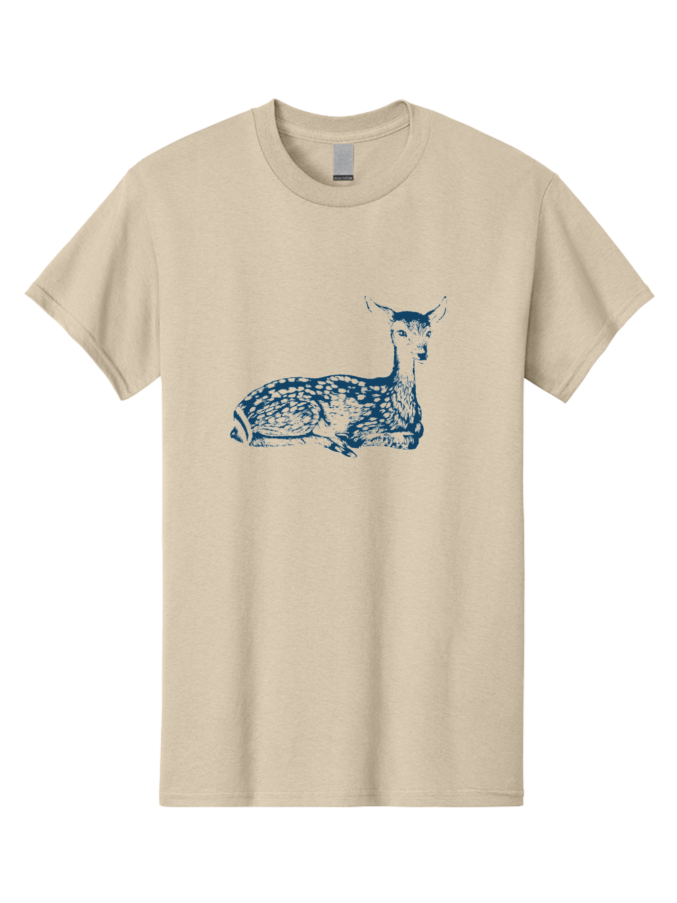 Vintage Bambi Sketch Men'S Graphic Tee, 100% Cotton, Comfortable Casual Summer Wear, Machine Washable, Deer Resting, Spotted Fur, Wildlife Art, Serene Animal, Natural Habitat, Spotted Deer, Animal Illustration, Forest Creature, Aae783 5