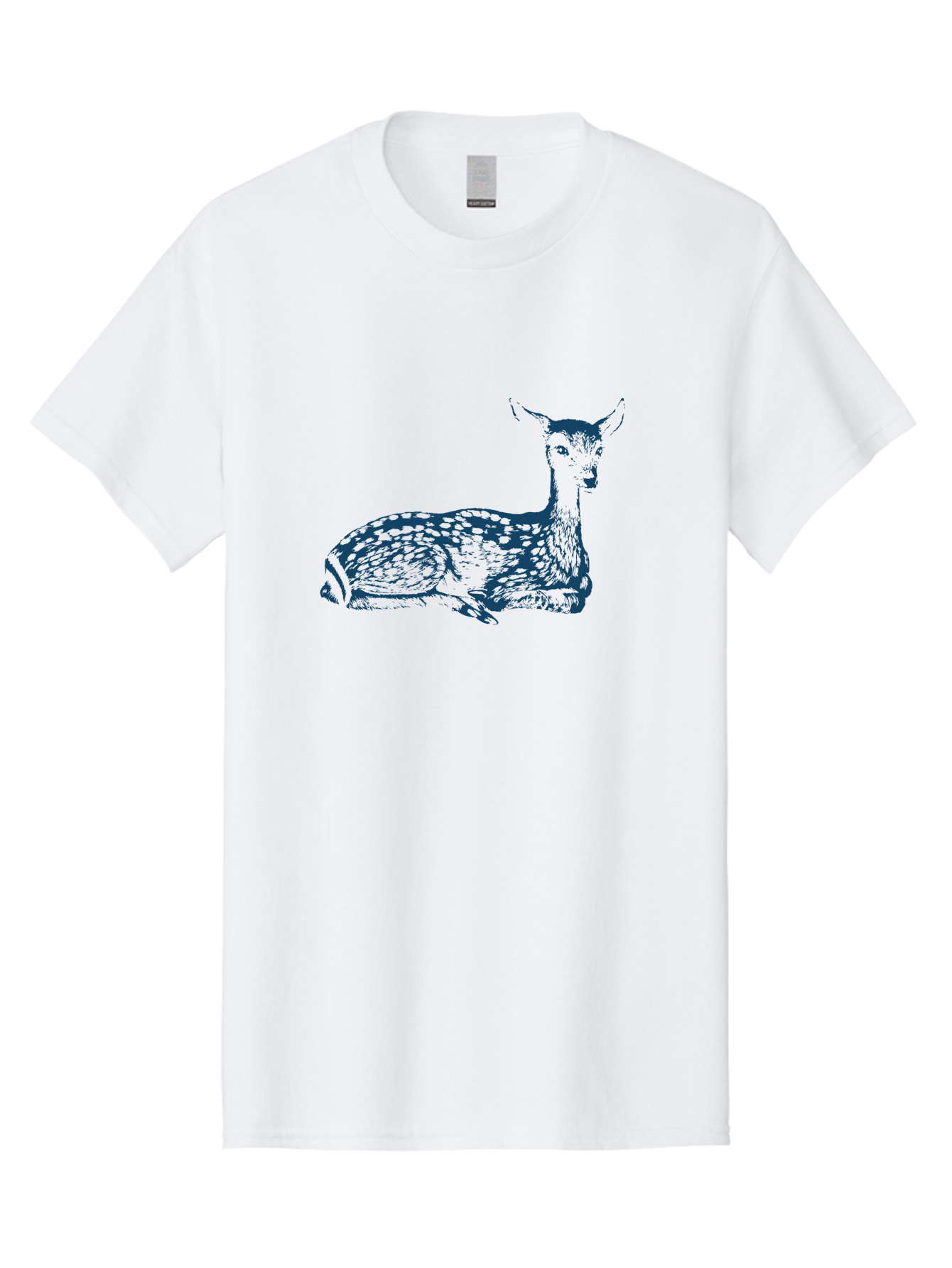 Vintage Bambi Sketch Men'S Graphic Tee, 100% Cotton, Comfortable Casual Summer Wear, Machine Washable, Deer Resting, Spotted Fur, Wildlife Art, Serene Animal, Natural Habitat, Spotted Deer, Animal Illustration, Forest Creature, Aae783 27