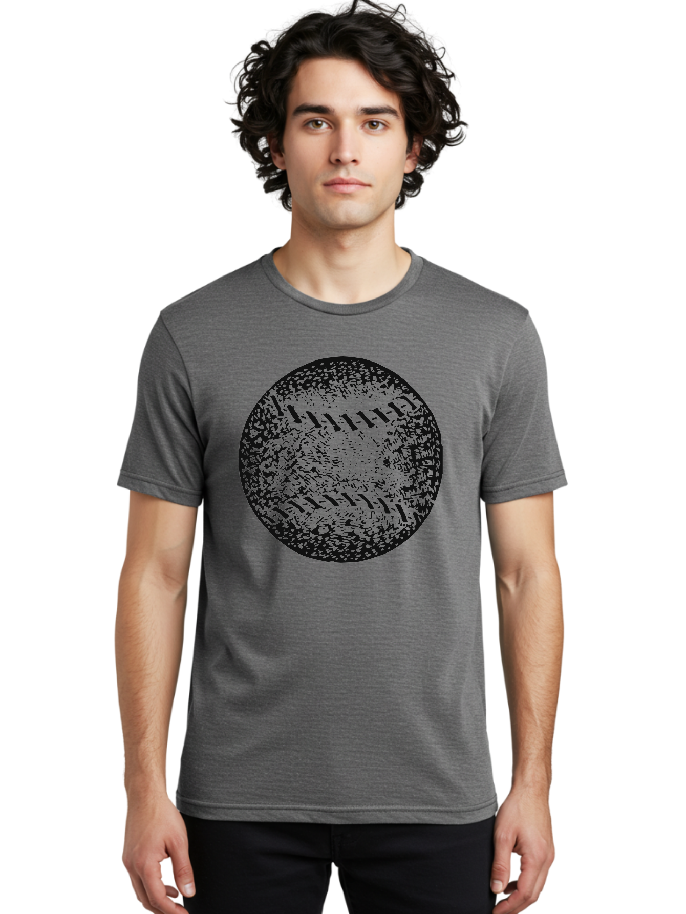 Vintage Baseball Men'S Graphic Tee, 100% Cotton, Comfortable Casual Summer Wear, Machine Washable, Baseball, Sports Equipment, Stitching Pattern, Texture, Black And Green, Graphic Illustration, Sports Theme, Team Sports Aae784 4