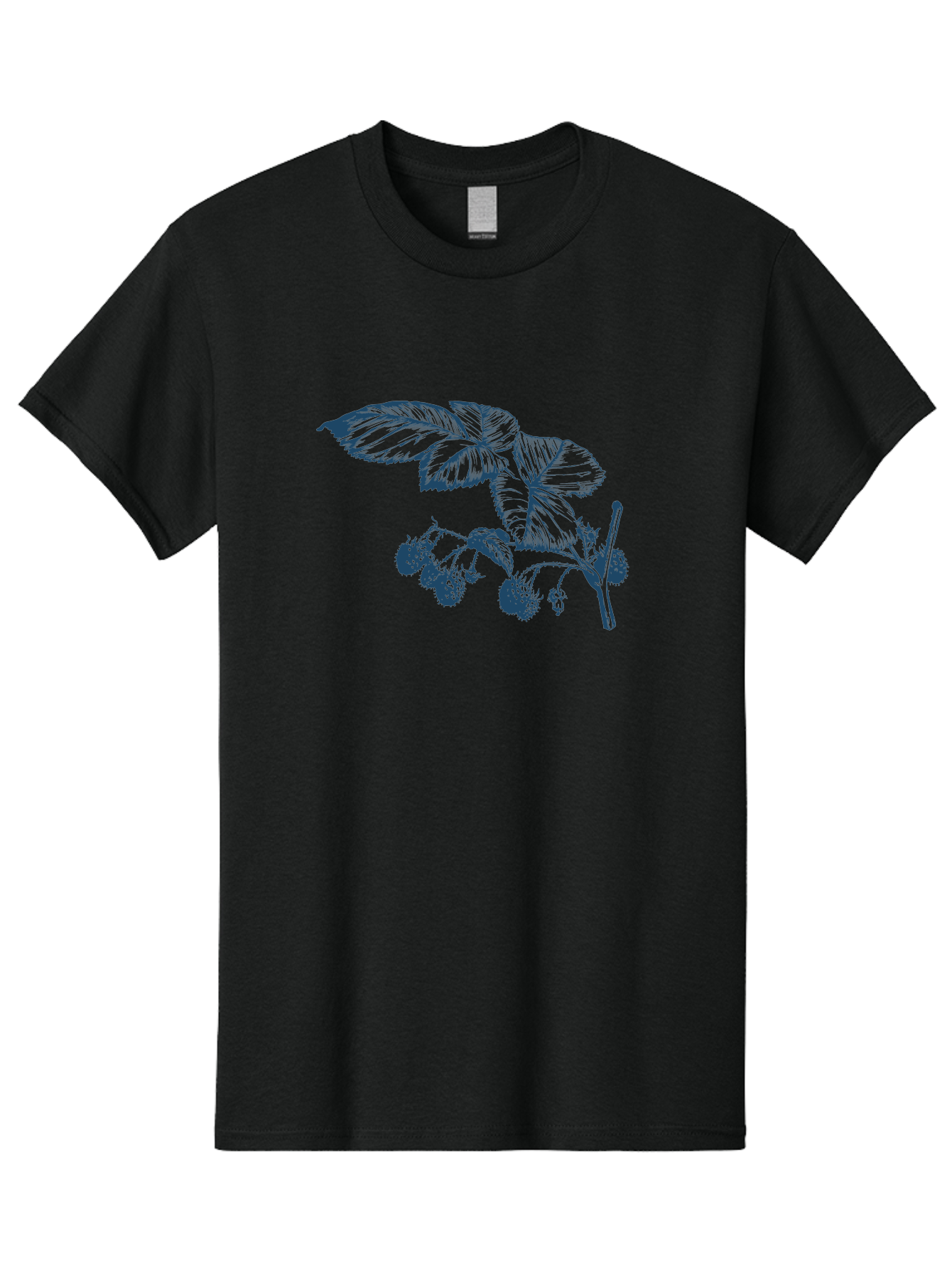 Vintage Berry Branch Men'S Graphic Tee, 100% Cotton, Comfortable Casual Summer Wear, Machine Washable, Blackberry Branch, Ripe Blackberries, Leaves And Fruit, Botanical Illustration, Detailed Drawing, Dark Blue Ink, Summer Harvest, Aae785 5