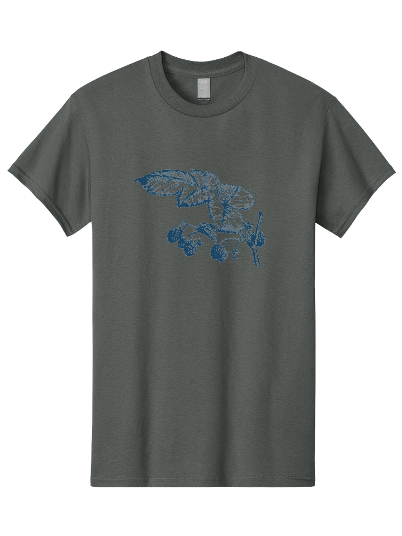 Vintage Berry Branch Men'S Graphic Tee, 100% Cotton, Comfortable Casual Summer Wear, Machine Washable, Blackberry Branch, Ripe Blackberries, Leaves And Fruit, Botanical Illustration, Detailed Drawing, Dark Blue Ink, Summer Harvest, Aae785 19