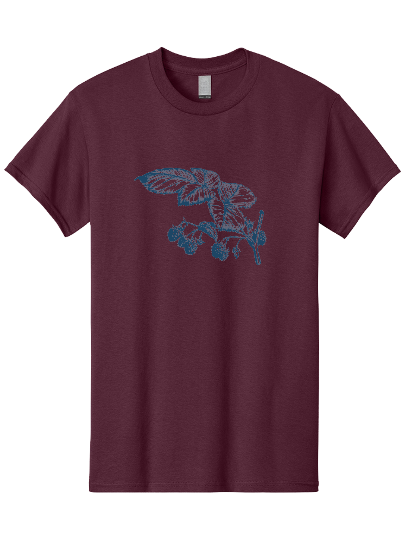 Vintage Berry Branch Men'S Graphic Tee, 100% Cotton, Comfortable Casual Summer Wear, Machine Washable, Blackberry Branch, Ripe Blackberries, Leaves And Fruit, Botanical Illustration, Detailed Drawing, Dark Blue Ink, Summer Harvest, Aae785 23