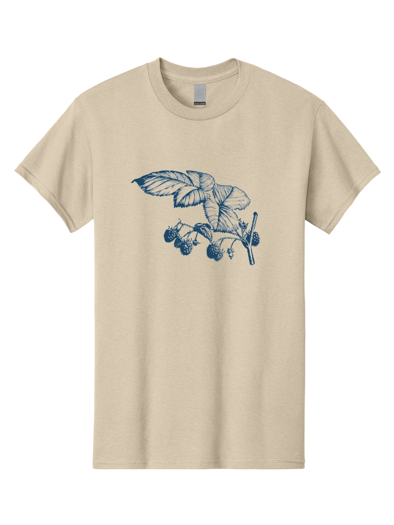 Vintage Berry Branch Men'S Graphic Tee, 100% Cotton, Comfortable Casual Summer Wear, Machine Washable, Blackberry Branch, Ripe Blackberries, Leaves And Fruit, Botanical Illustration, Detailed Drawing, Dark Blue Ink, Summer Harvest, Aae785 27