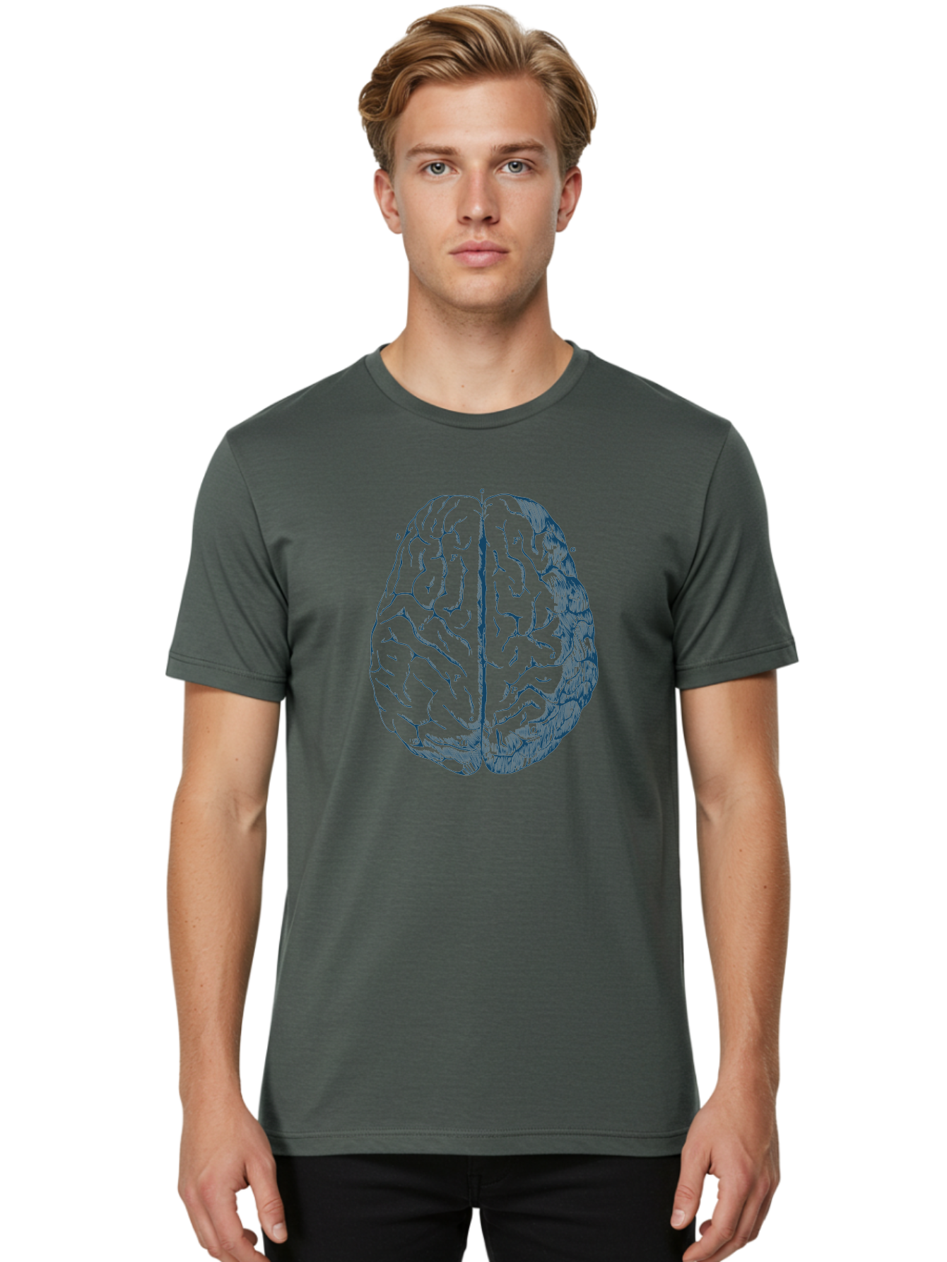 Vintage Brain Diagram Men'S Graphic Tee, 100% Cotton, Comfortable Casual Summer Wear, Machine Washable, Human Brain Illustration, Brain Anatomy, Cerebral Cortex, Neuroscience, Cognitive Function, Brain Structure, Left And Right Hemispheres, Aae786 10